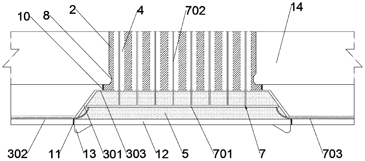 Heat dissipation and drainage device of fireproof groove box