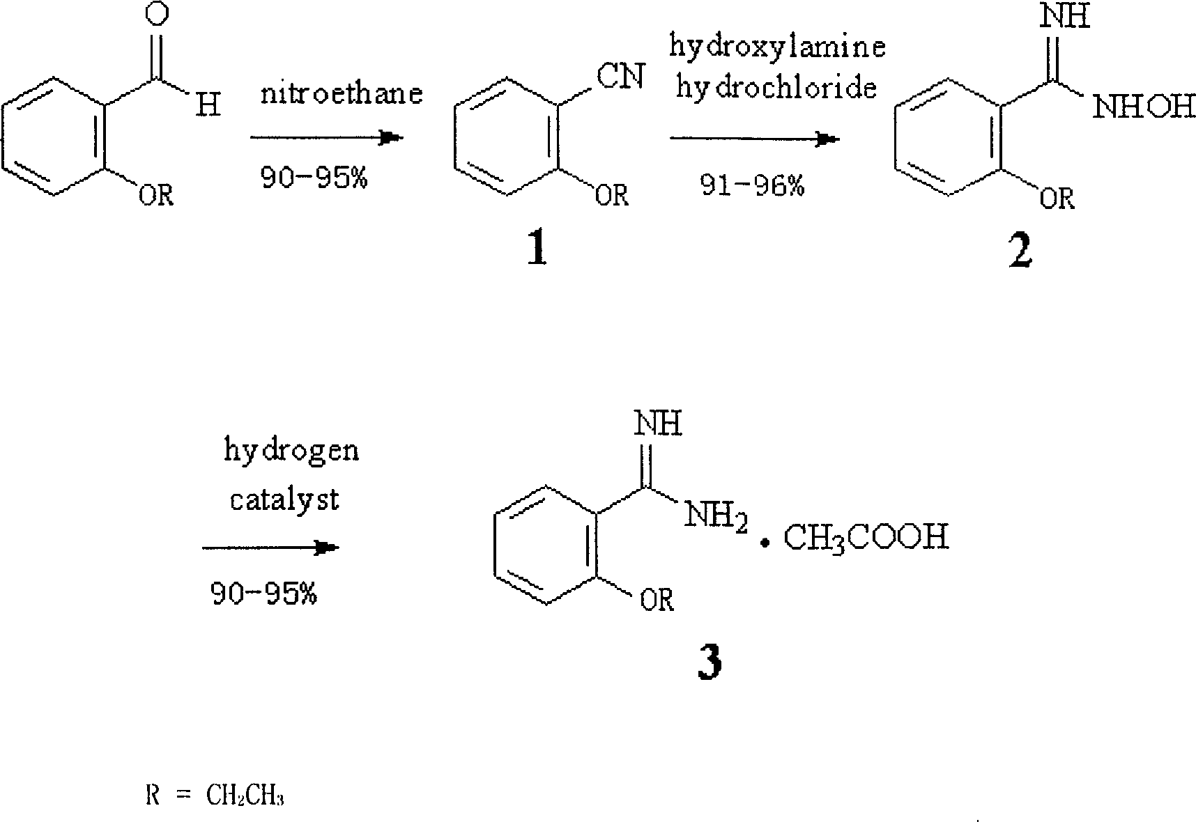 Method for synthesizing O-ethoxy phenyl formamidine acetate