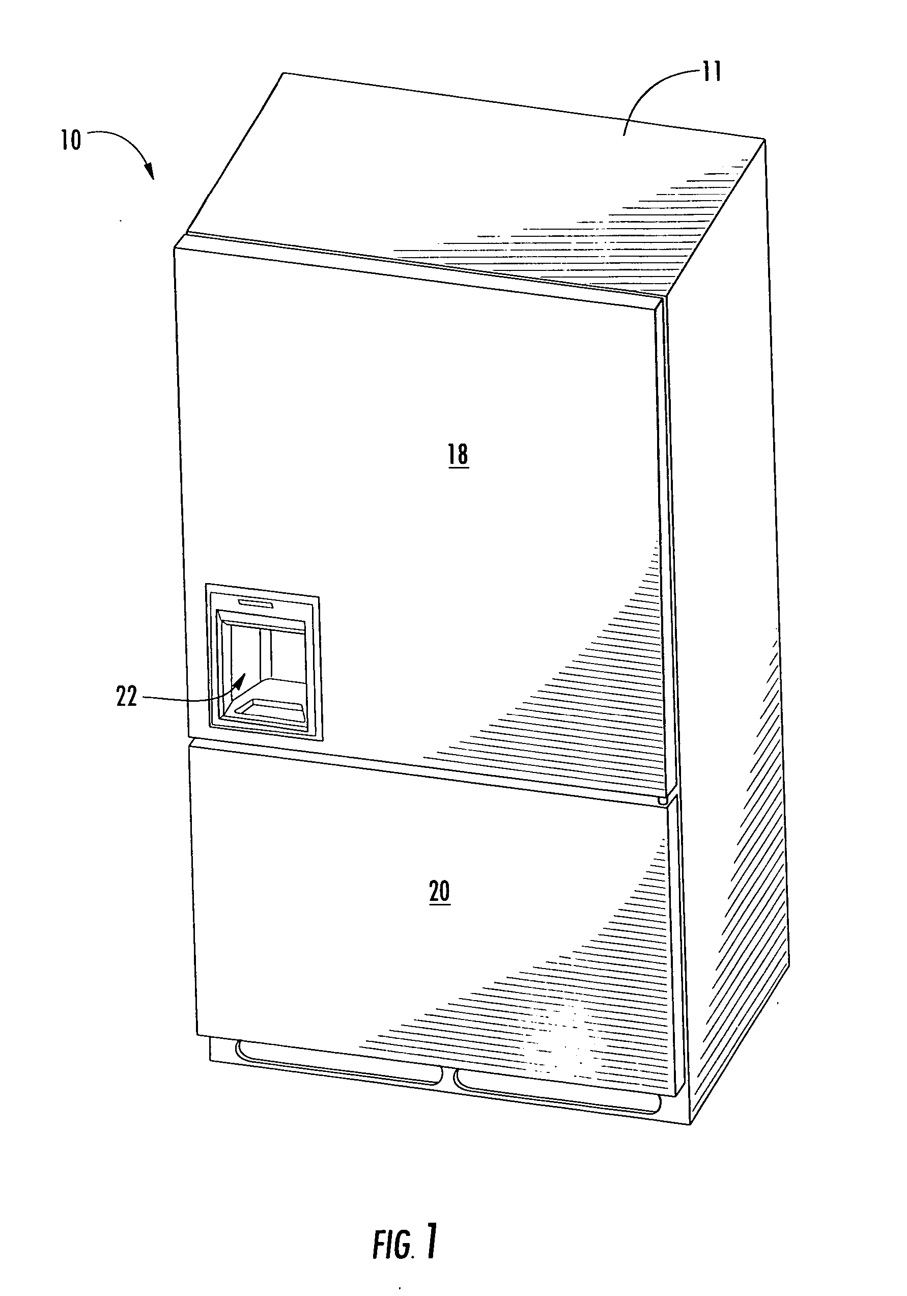 Apparatus and method for dispensing ice from a bottom mount refrigerator