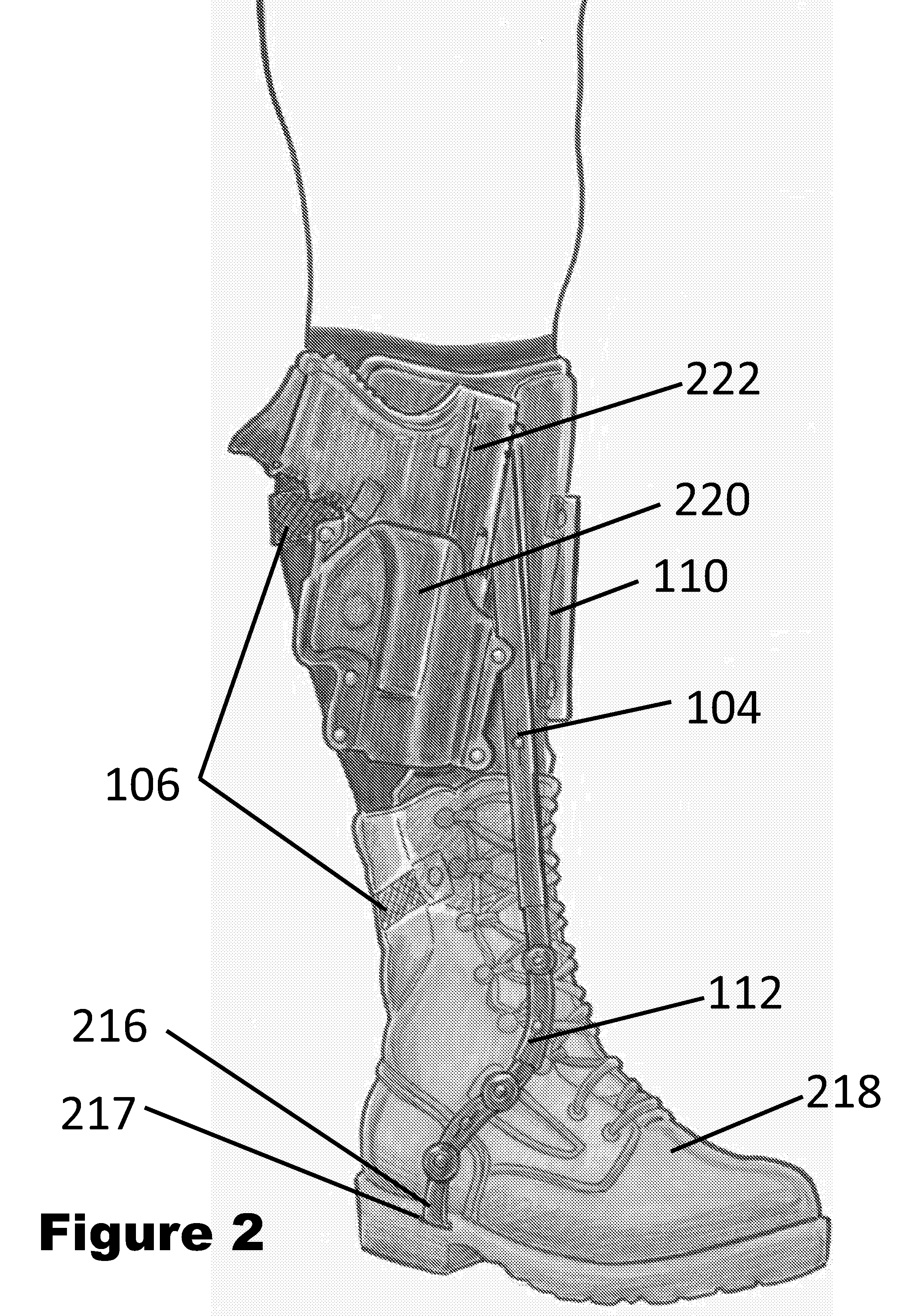 Ankle holster with foot orthosis and exoskeleton