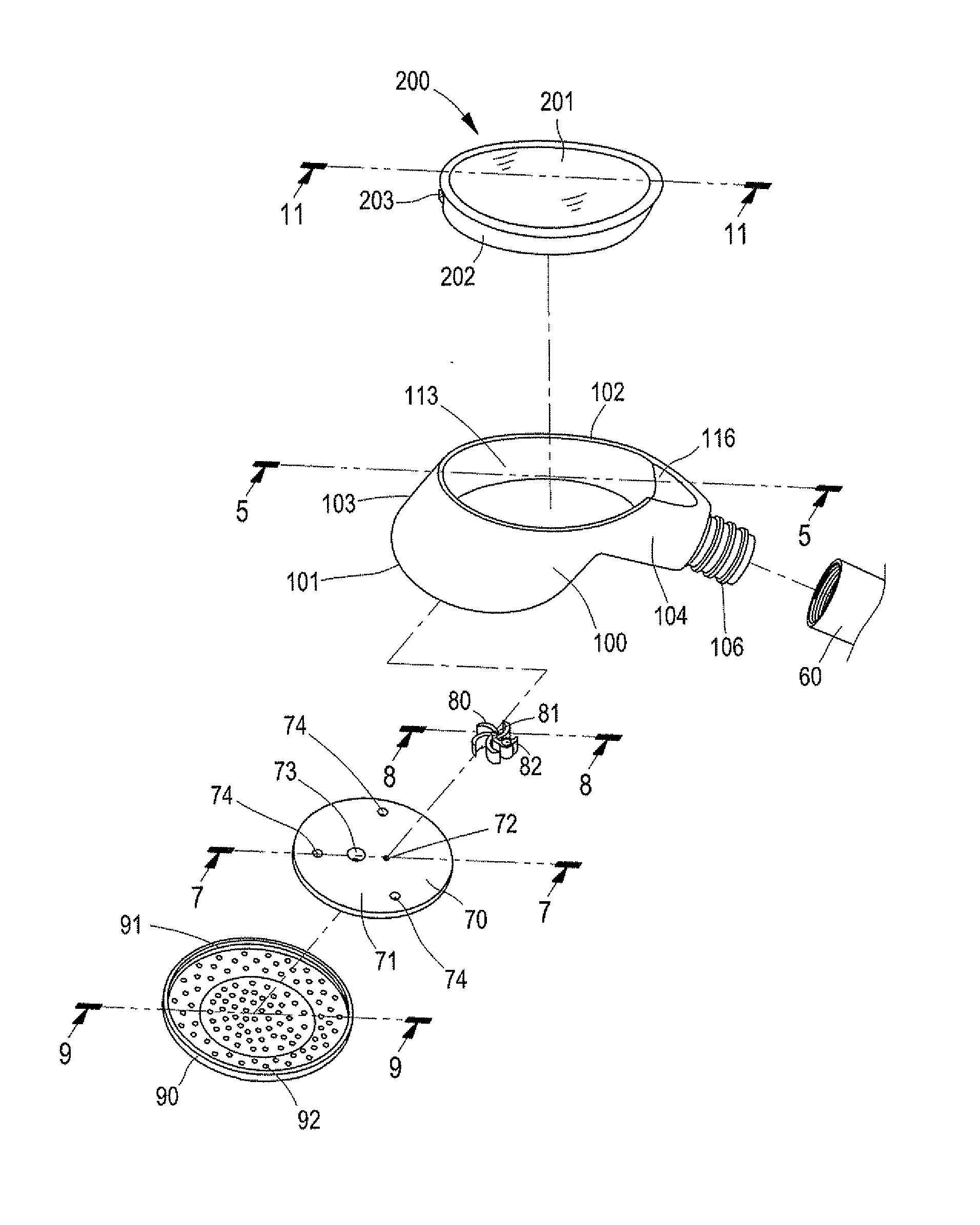 Hand Held Shower Head With Filter Replacing Pre-Alarm Device