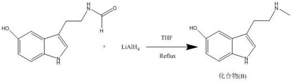 Method for preparing N-methyl-5-hydroxytryptamine by taking 5-hydroxytryptamine hydrochloride as raw material