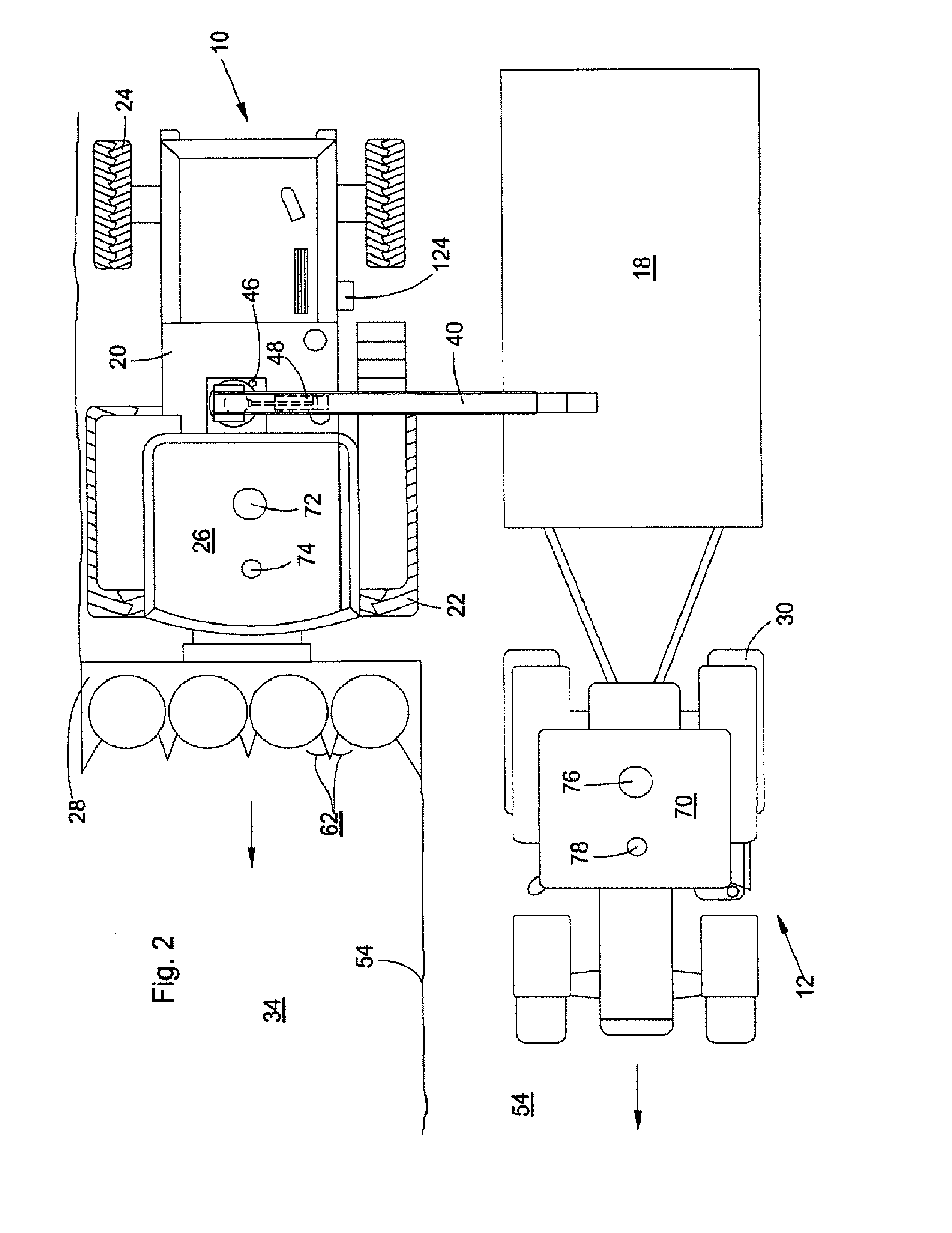 Control arrangement for controlling the transfer of agricultural crop from a harvesting machine to a transport vehicle