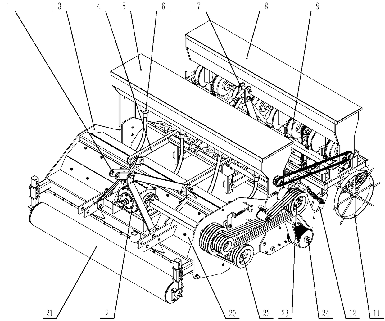 Straw smashing inter-row collecting and covering no-tillage planter