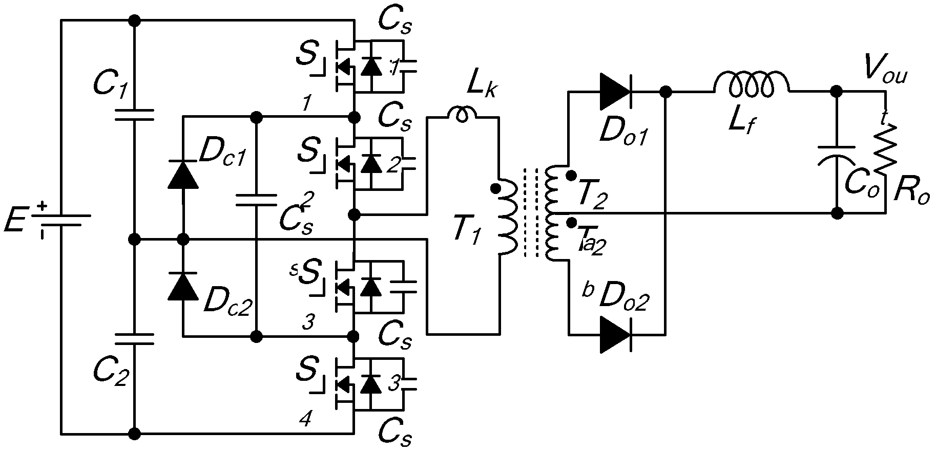 Series-type half-bridge DC-DC (direct current) converter