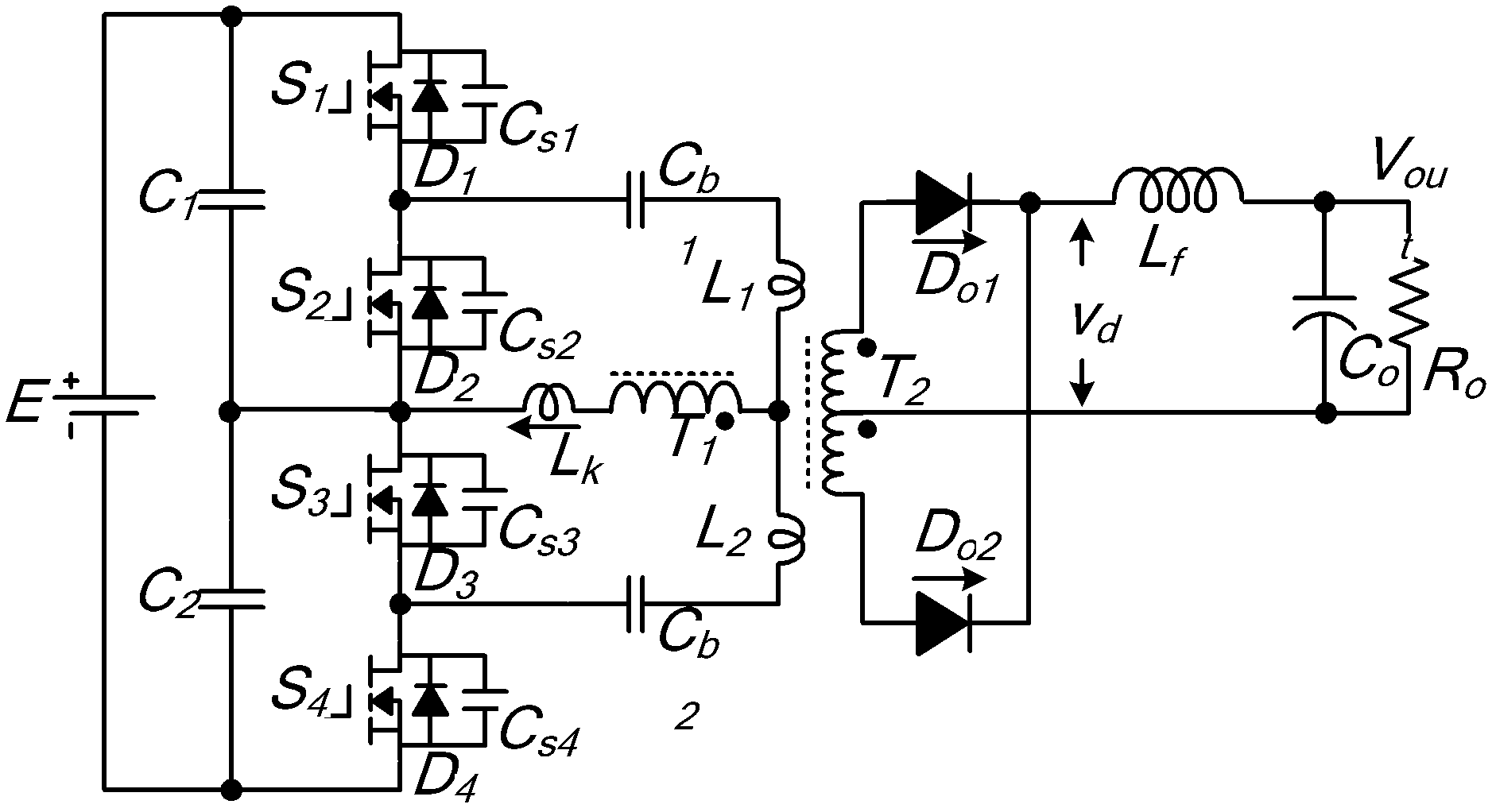 Series-type half-bridge DC-DC (direct current) converter