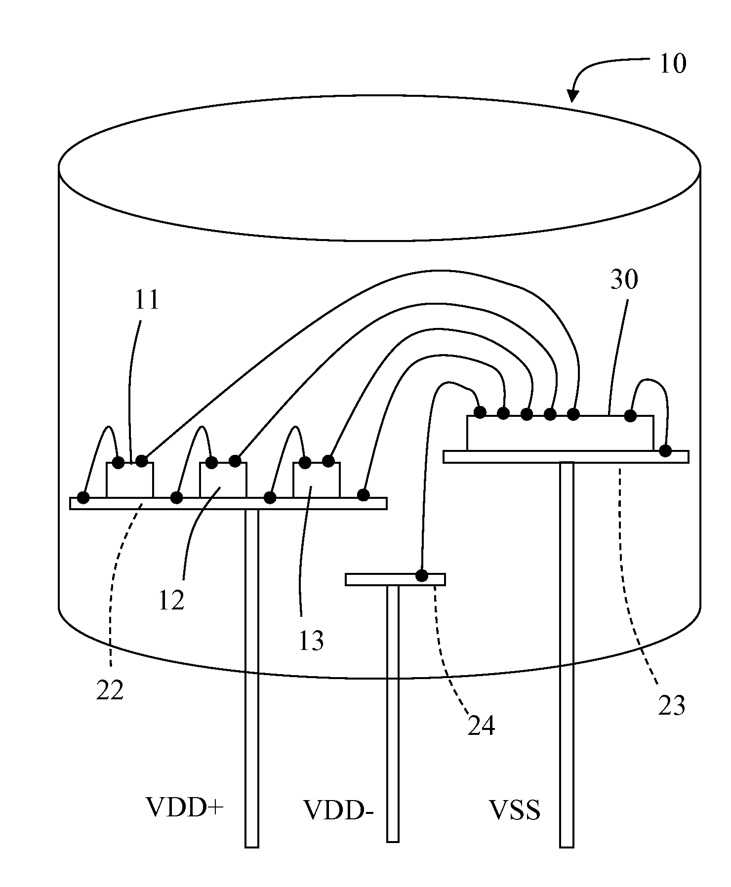 LED package structure with an integrated pin to transmit operation power and control signals