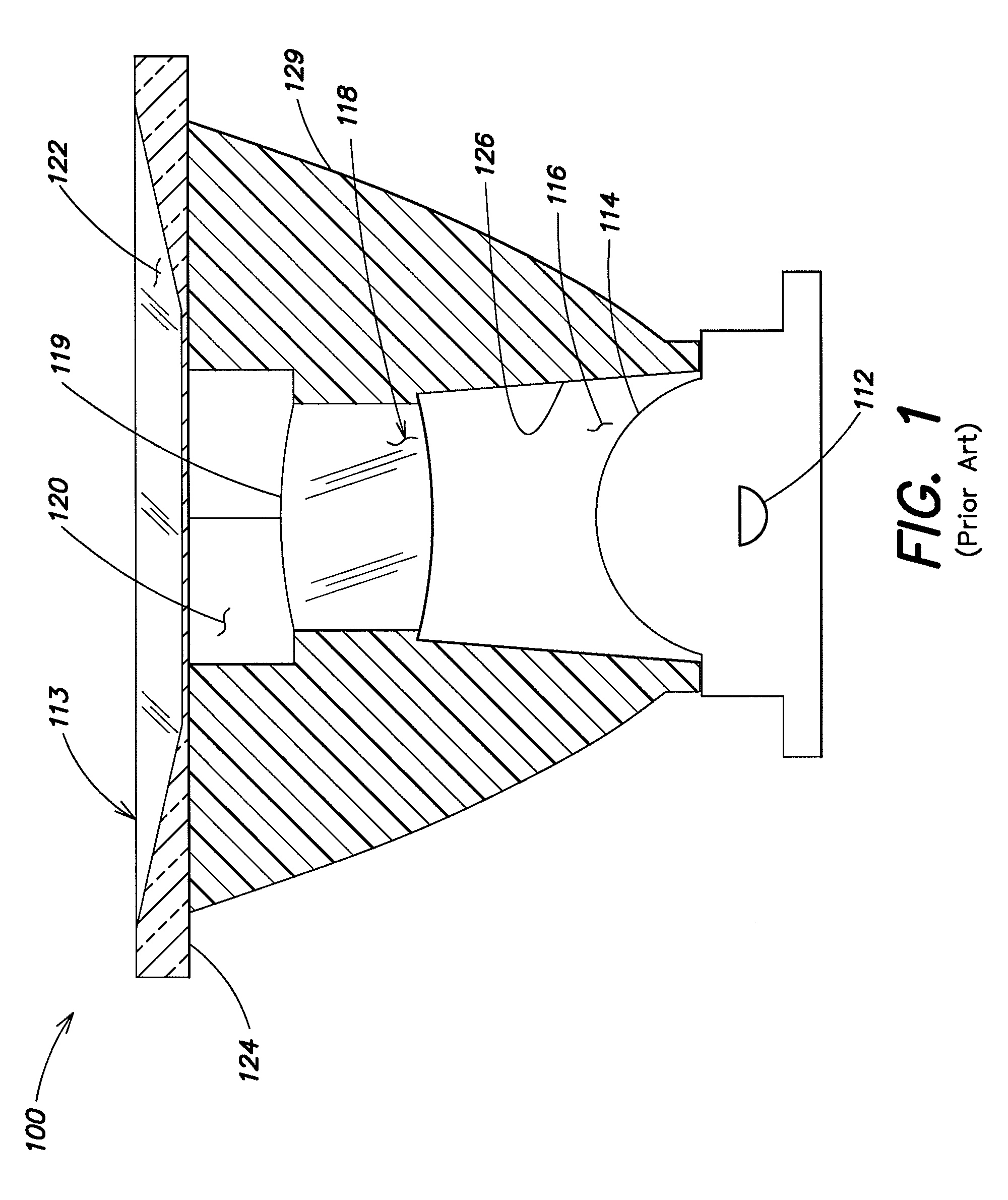 LED collimator having spline surfaces and related methods