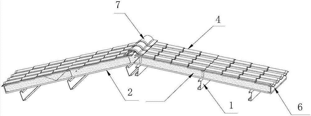 Cast-in-situ thermal-insulation integrated slope roof structure and construction method