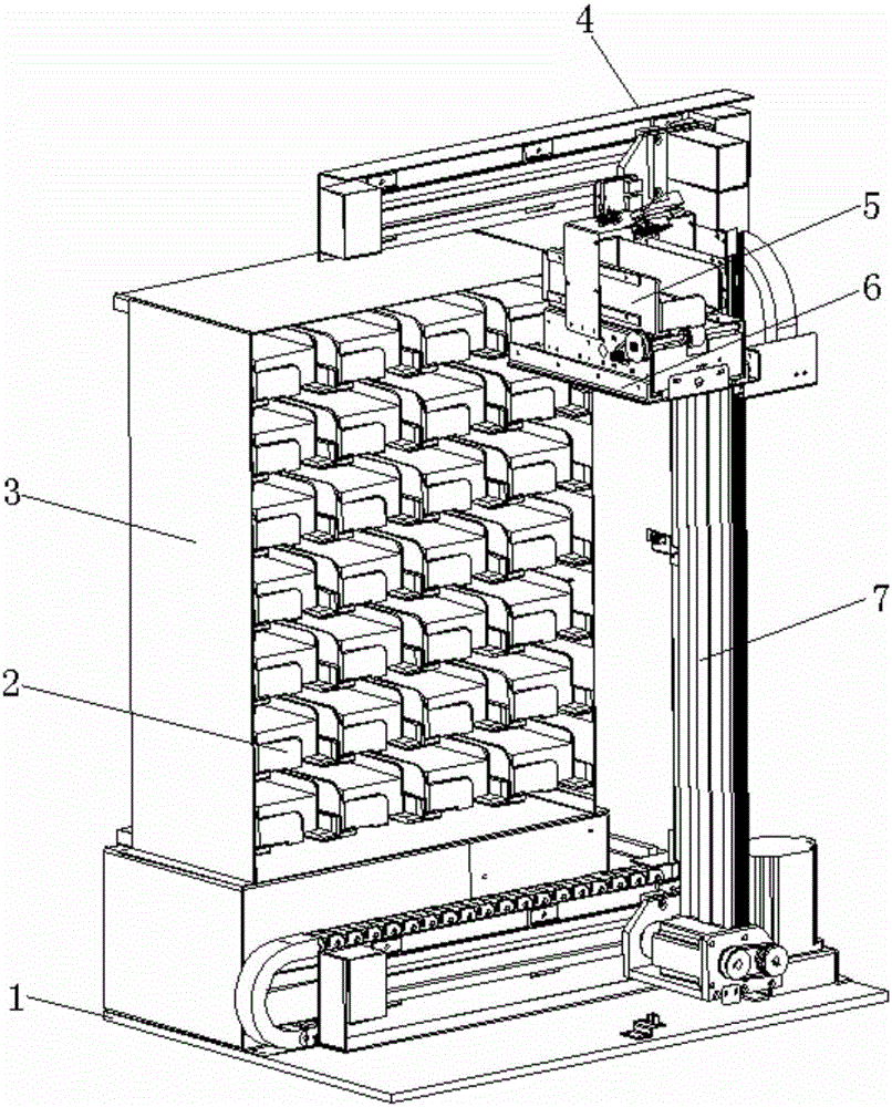 Standing cabinet matrix type multi-medium automatic storing and taking device