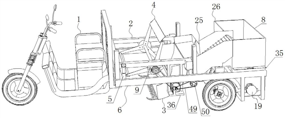 Vehicle-mounted grassland cow dung picking and crushing integrated device
