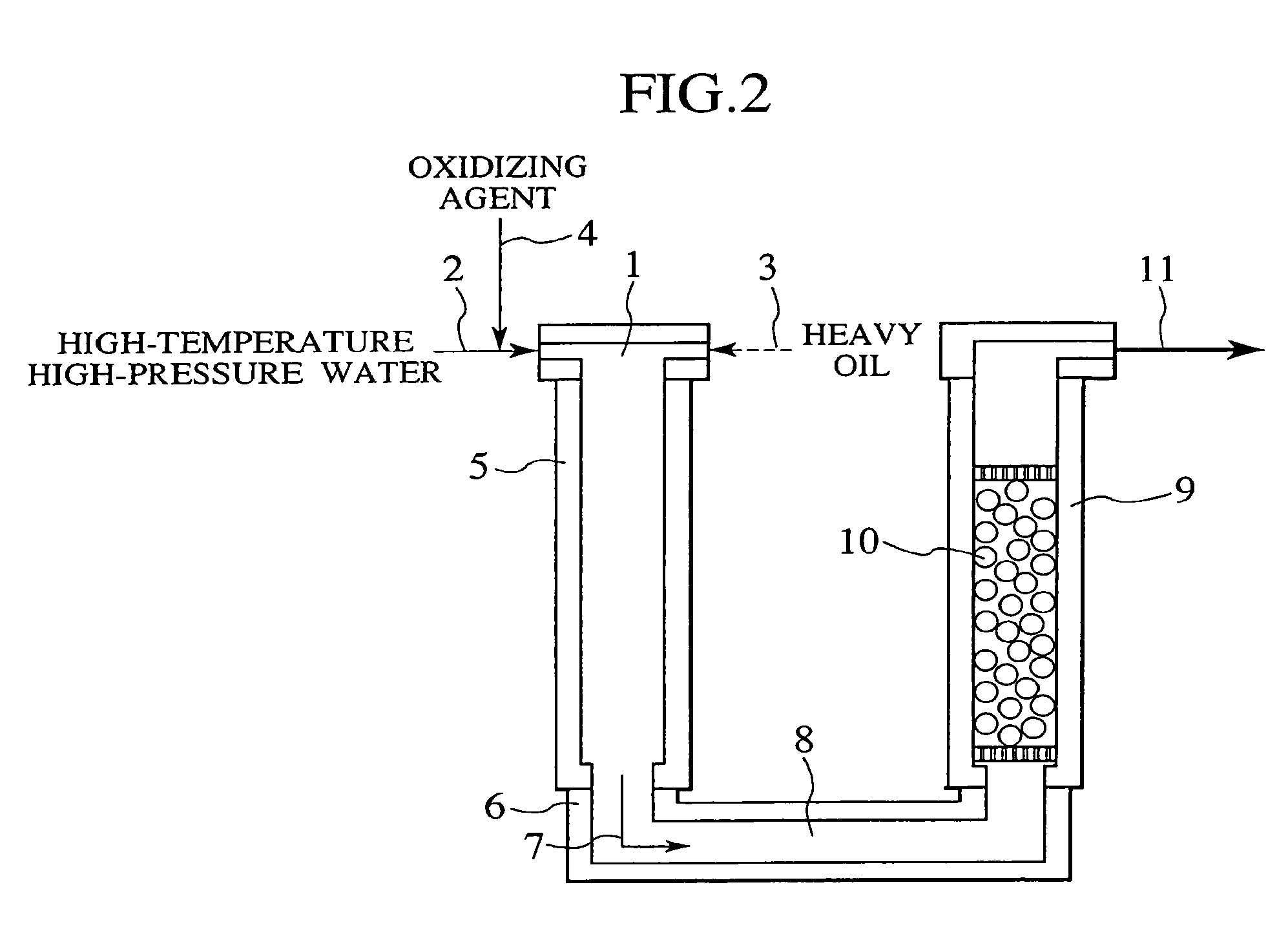 Process and apparatus for treating heavy oil with supercritical water and power generation system equipped with heavy oil treating apparatus