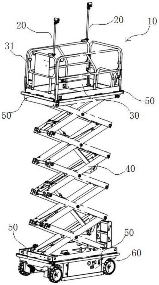 An all-round anti-collision device suitable for aerial work platforms