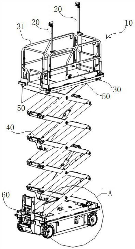 An all-round anti-collision device suitable for aerial work platforms
