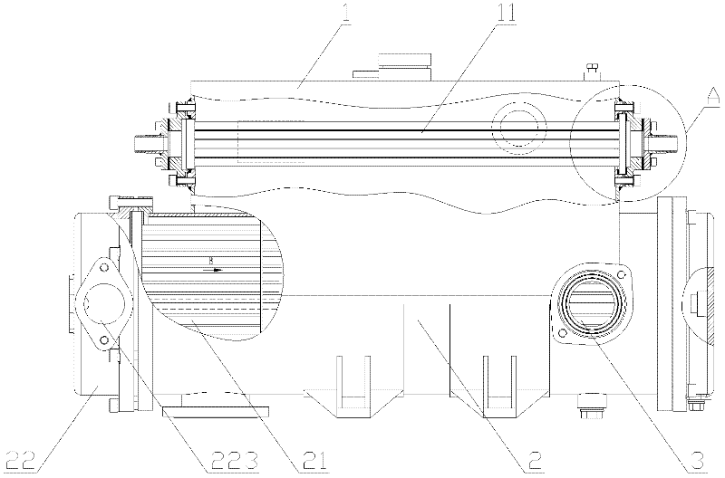 Ship diesel engine and heat exchange device thereof