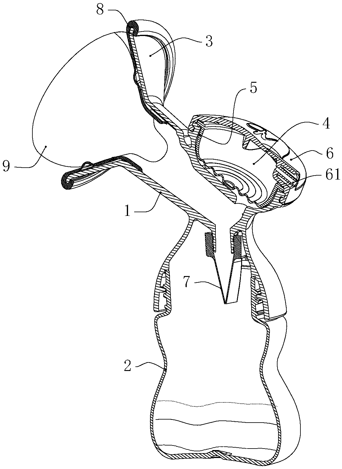 Breast pump with airbag capable of quick rebounding