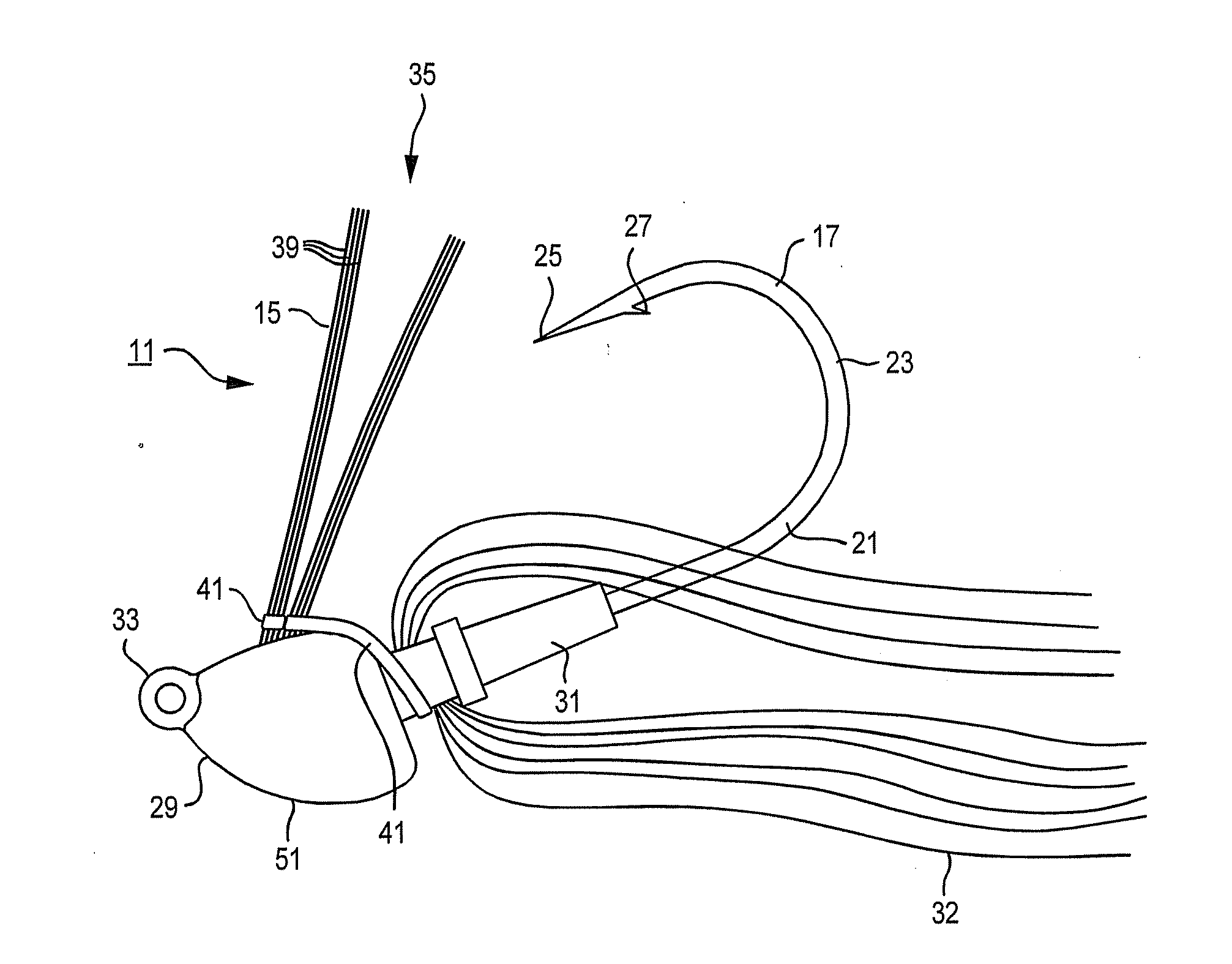 Fishing lure with split brush guard