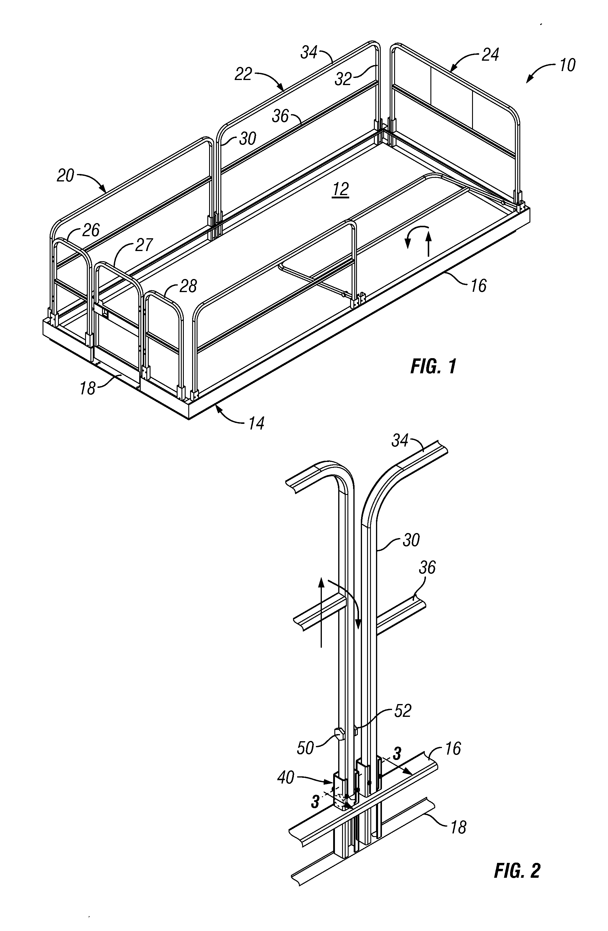 Aerial work platform and pinless guardrail