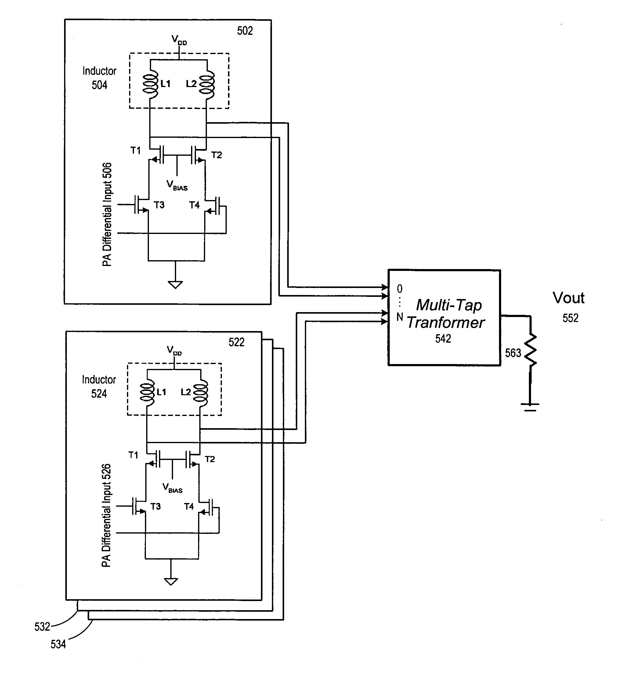 Multilevel power amplifier architecture using multi-tap transformer