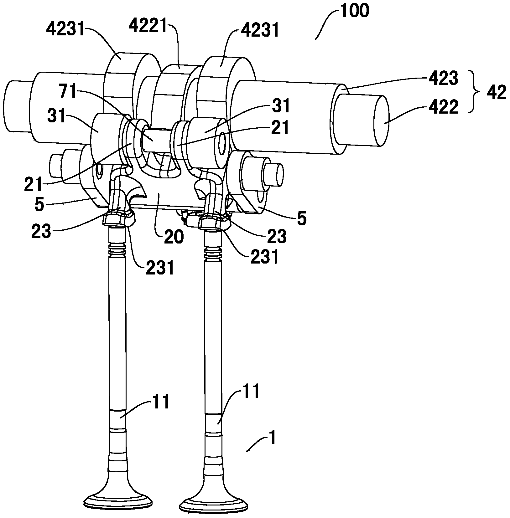 Valve mechanism for engine and vehicle with same