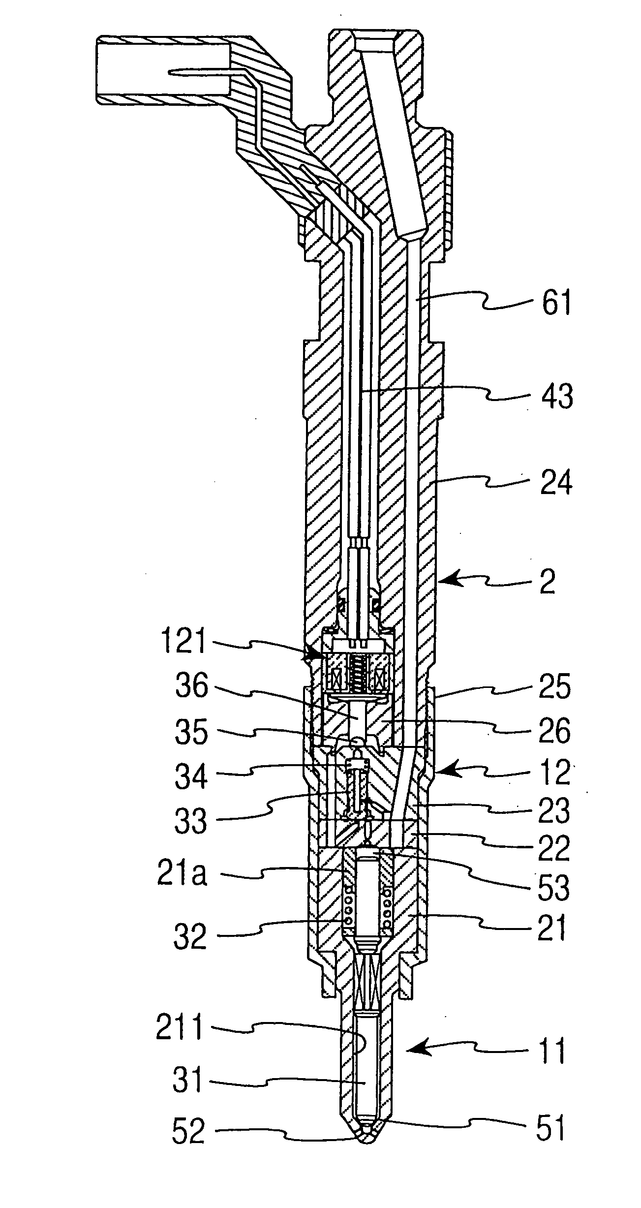 Injector having structure for controlling nozzle needle