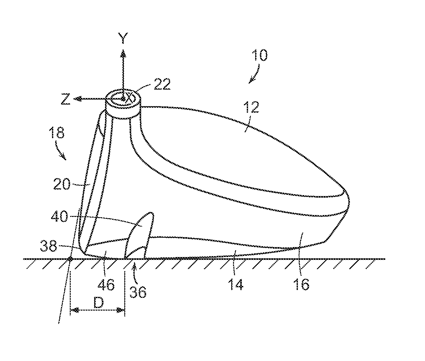 Golf club head with flexure