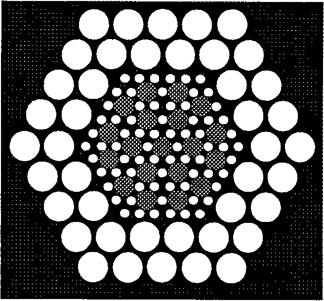 Small core radial bundling type large effective module field area and high non-linear photon crystal optical fiber