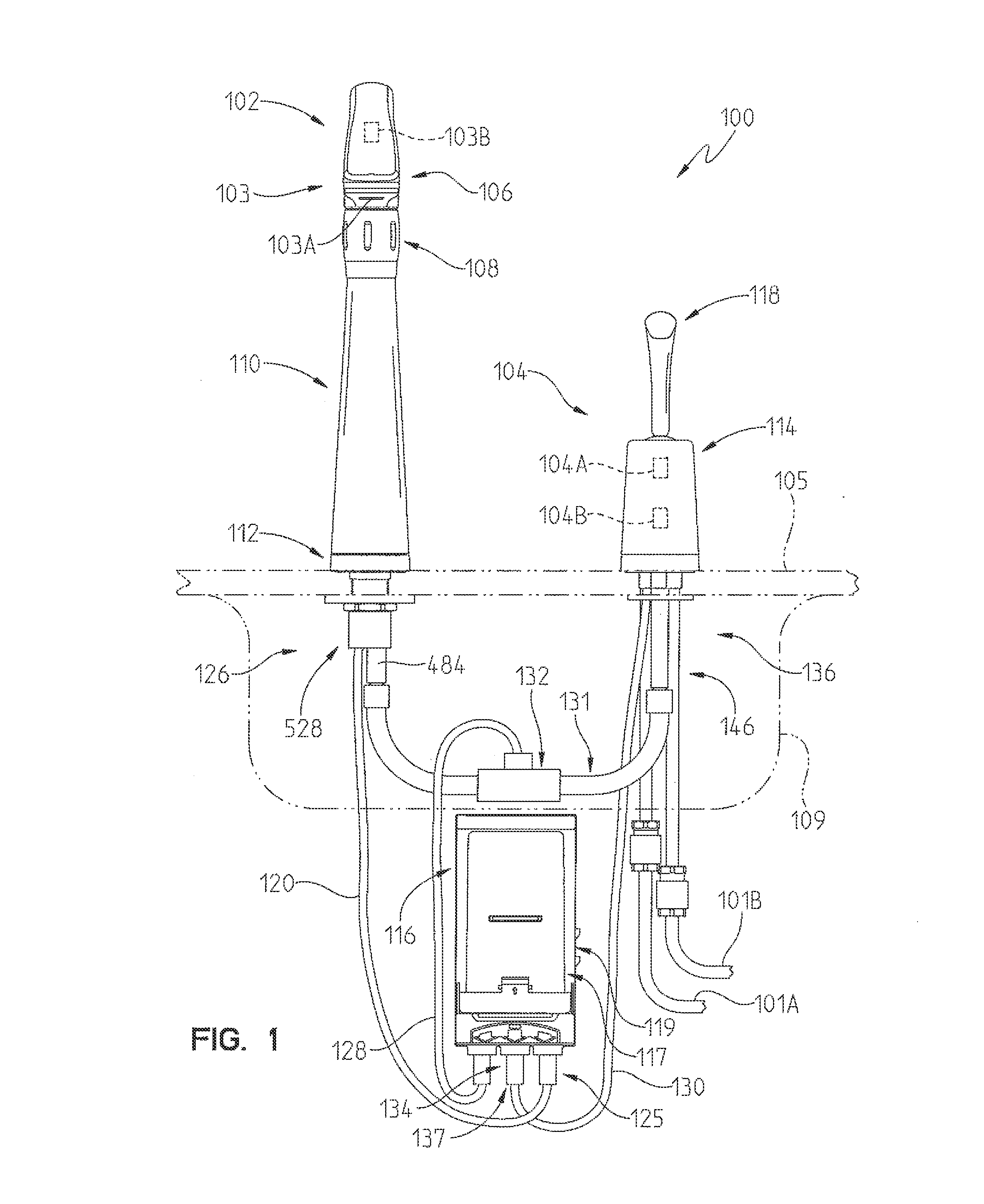 Resistive coupling for an automatic faucet