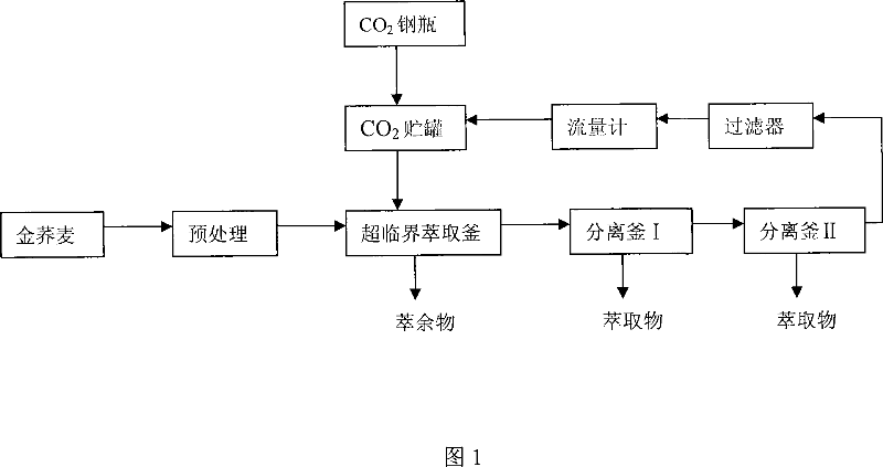 Supercritical CO2 liquid method for extracting efficient element of golden buckwheat