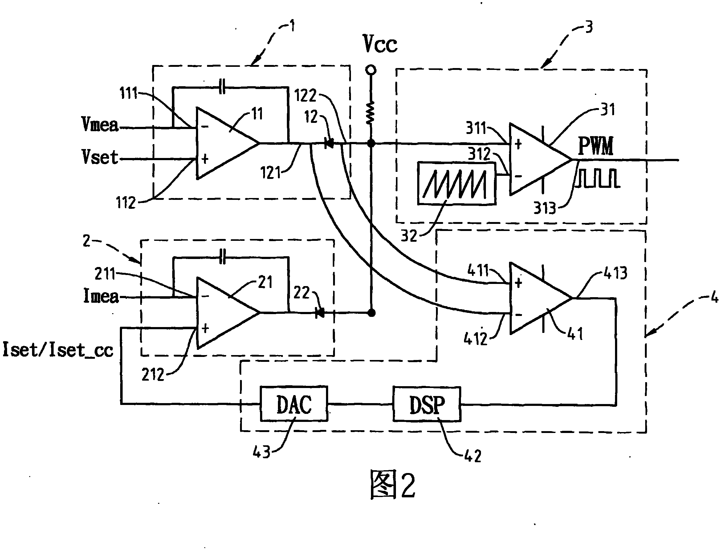 Current level change protection and control device for current supply