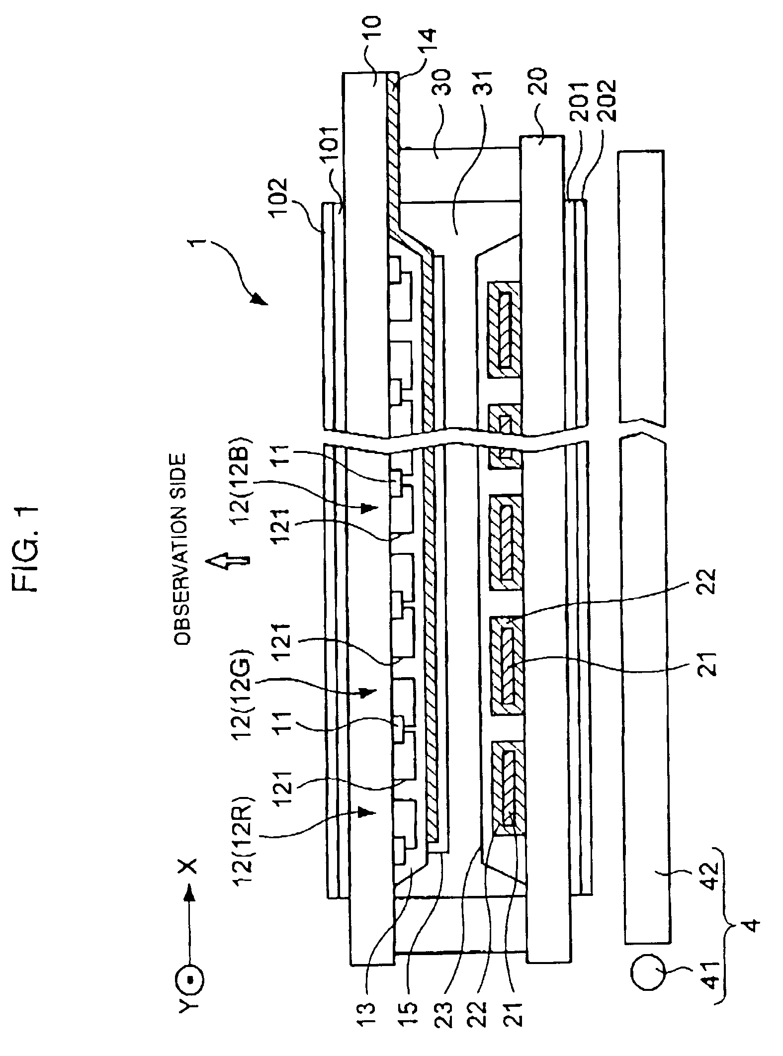Liquid crystal display device, substrate assembly for liquid crystal display device, and electronic apparatus having a substantially equivalent display quality in both transmissive and reflective display modes