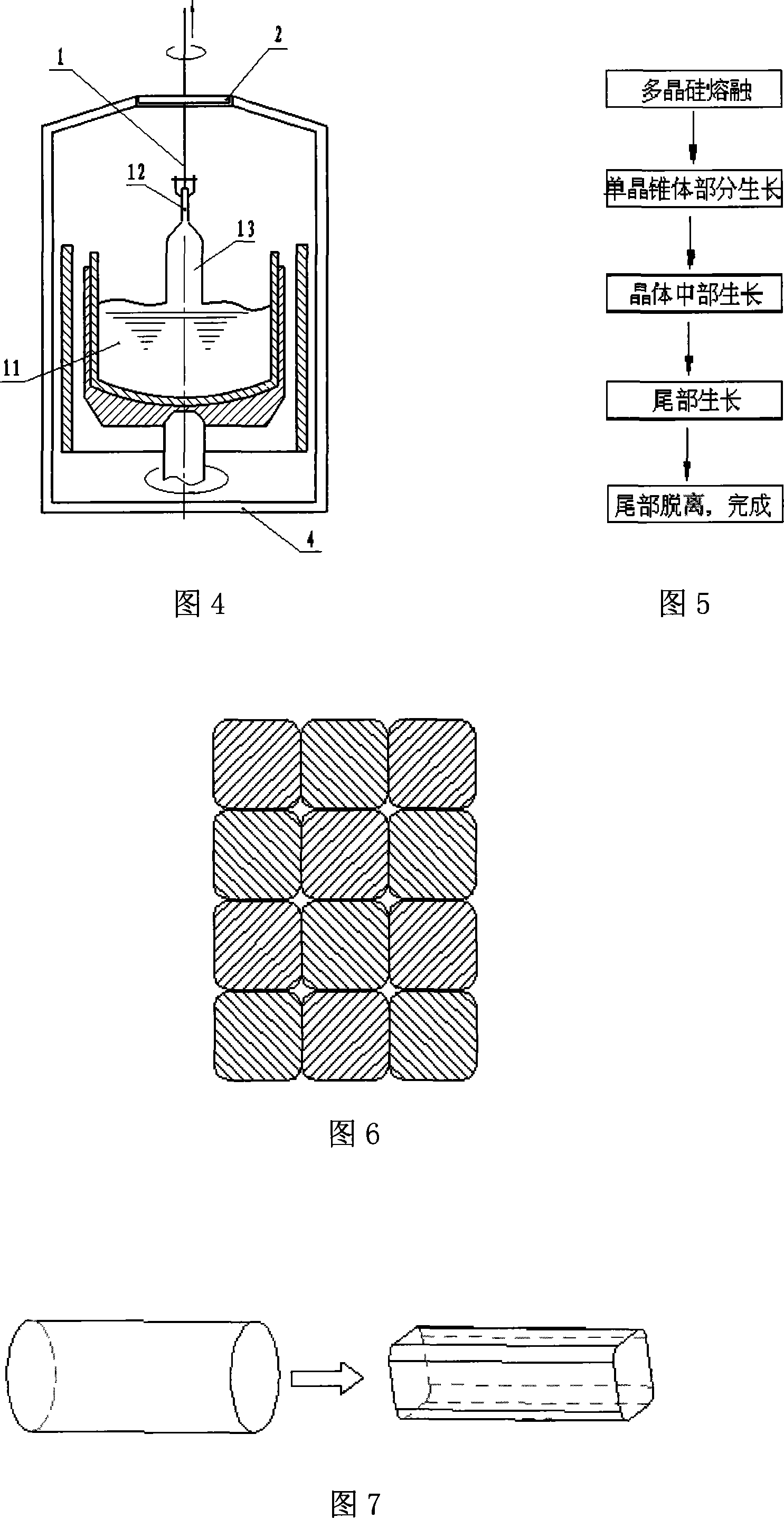 Production method and control device for developing single crystal bar in square column body