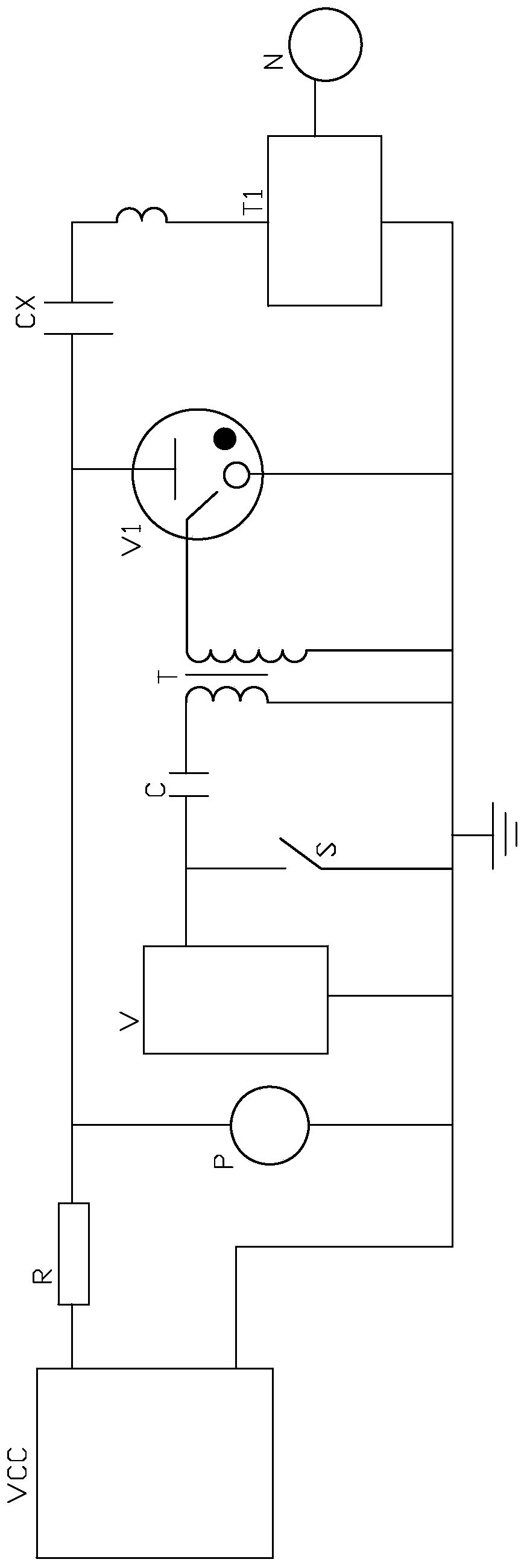 Discharge current testing circuit of pulse capacitor, testing device and testing way