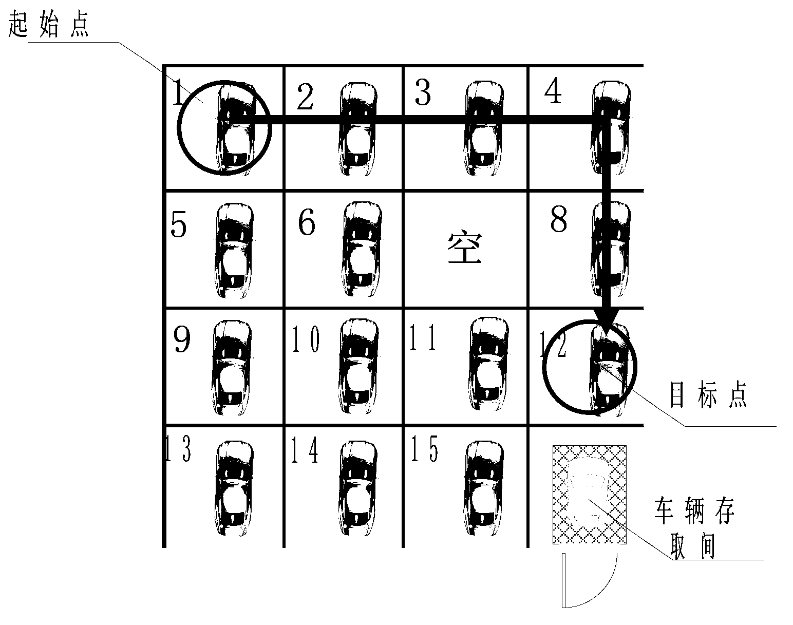 Vehicle storing and fetching system based on vehicle-passageway-free parking lot and method of vehicle storing and fetching