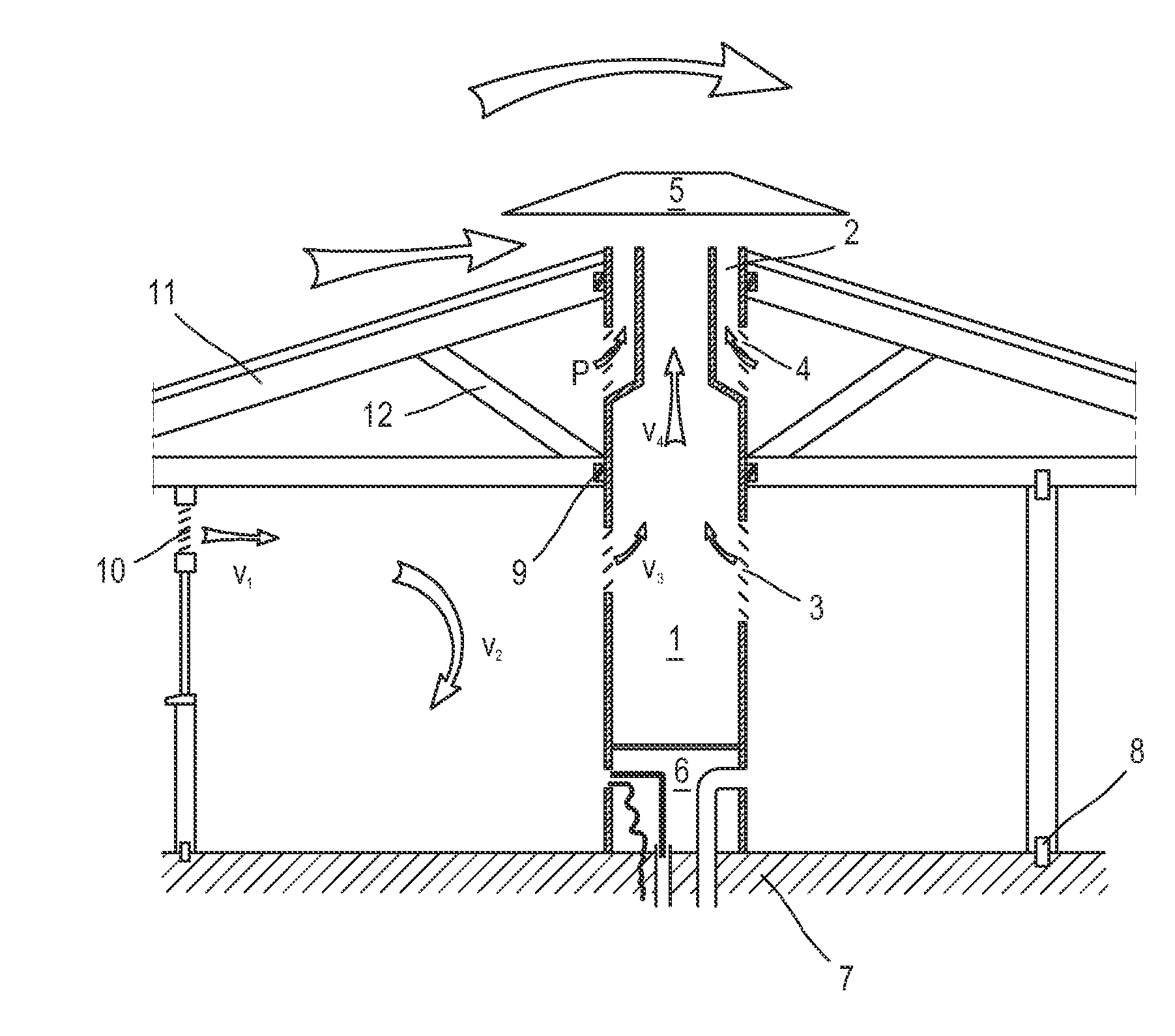 Tropical chimney, namely ventilation well with hurricane-resistant function, and associated building and kit