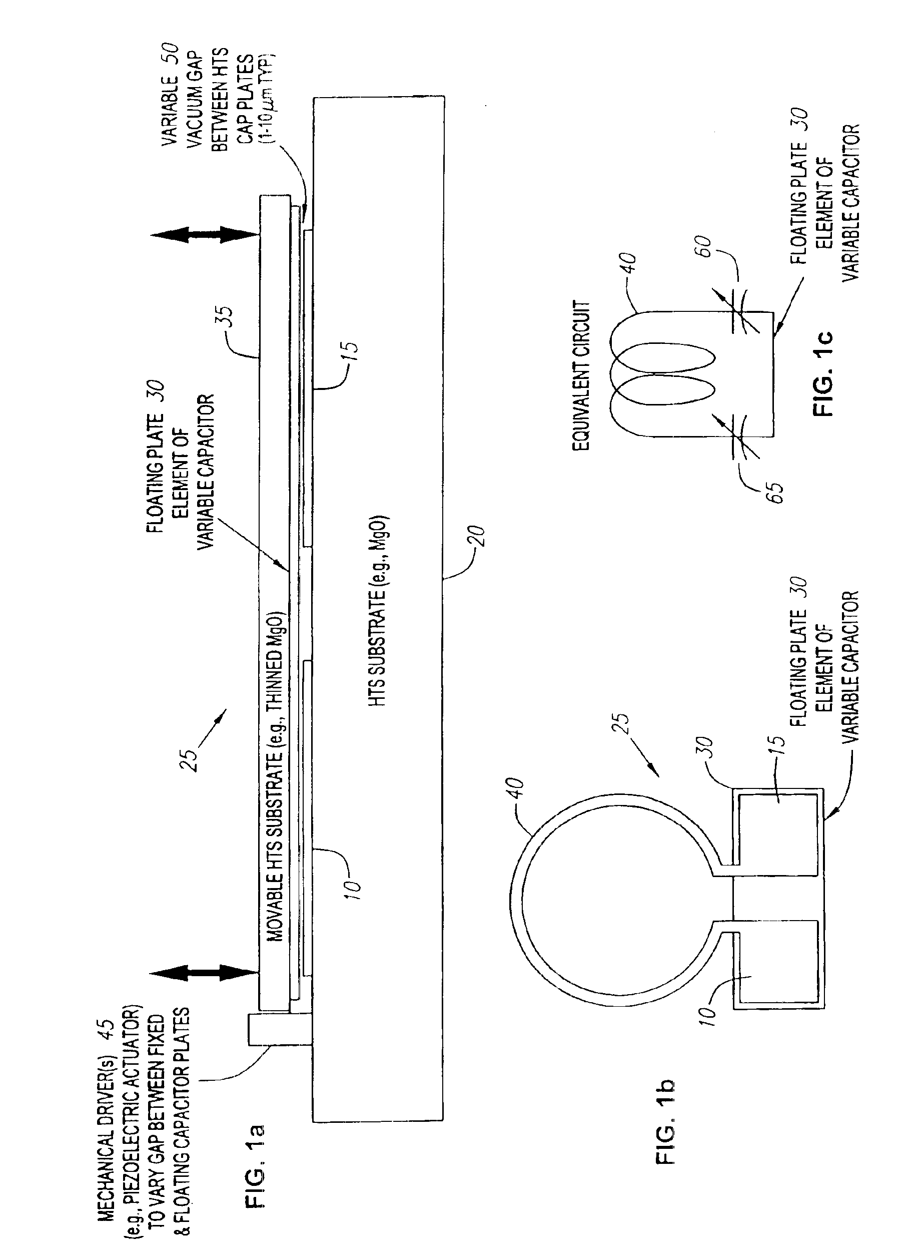 High temperature superconducting tunable filter with an adjustable capacitance gap