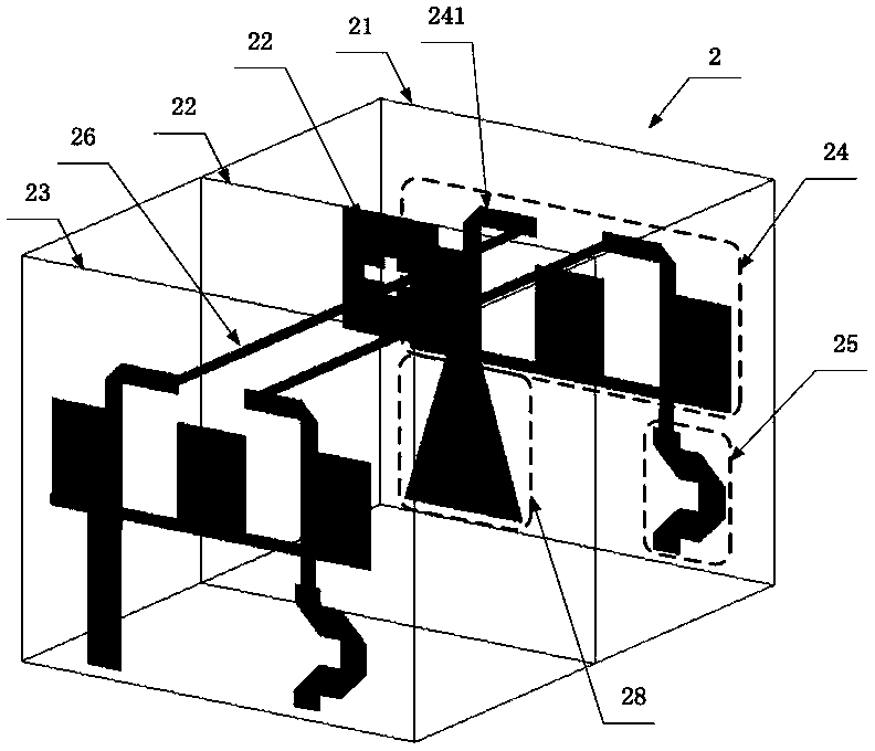 Broadband filtering integrated stereo balun based on vertical double-sided parallel strip lines