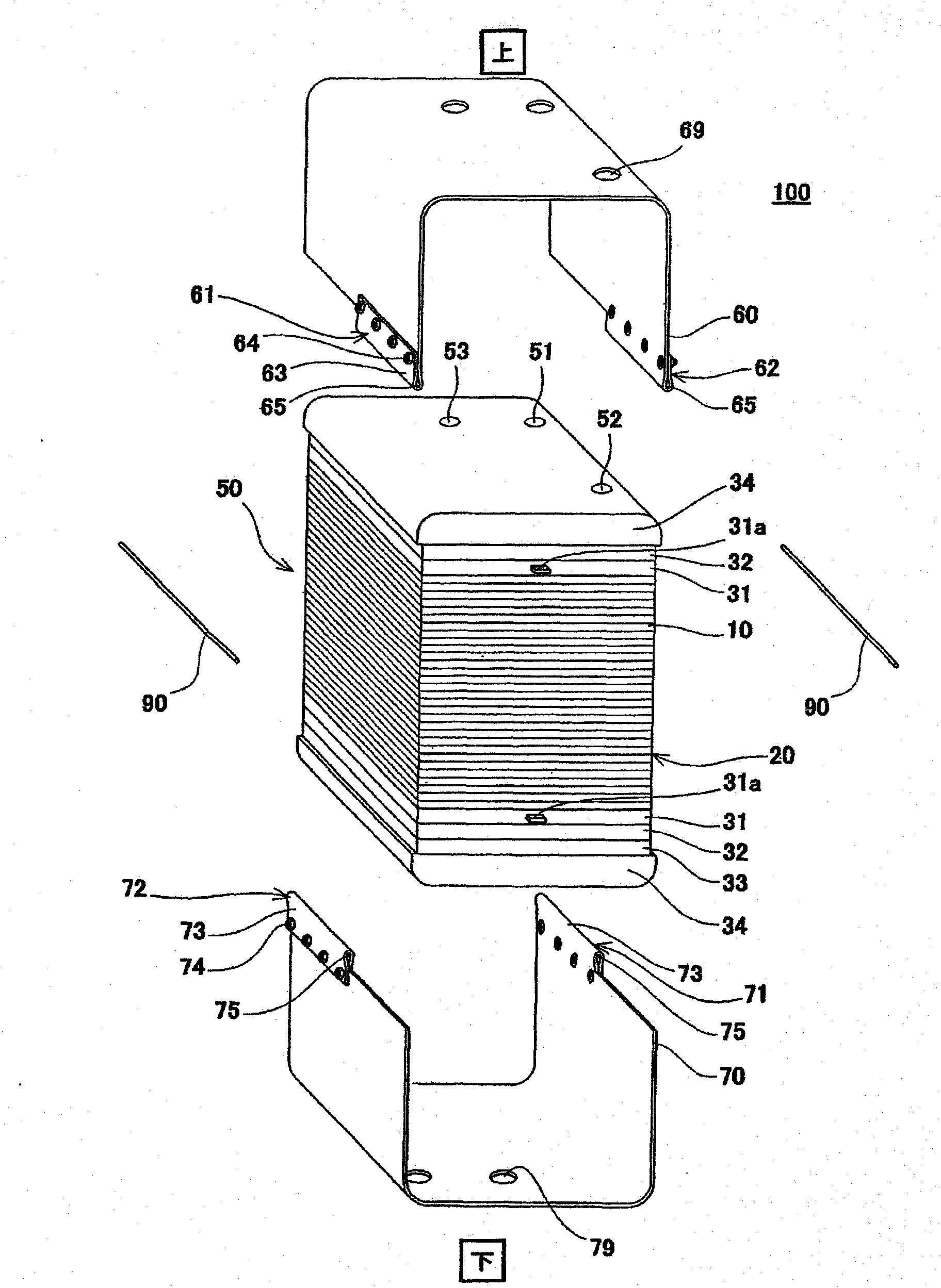 Cell stack of fuel cells and method for fastening cell stack of fuel cells