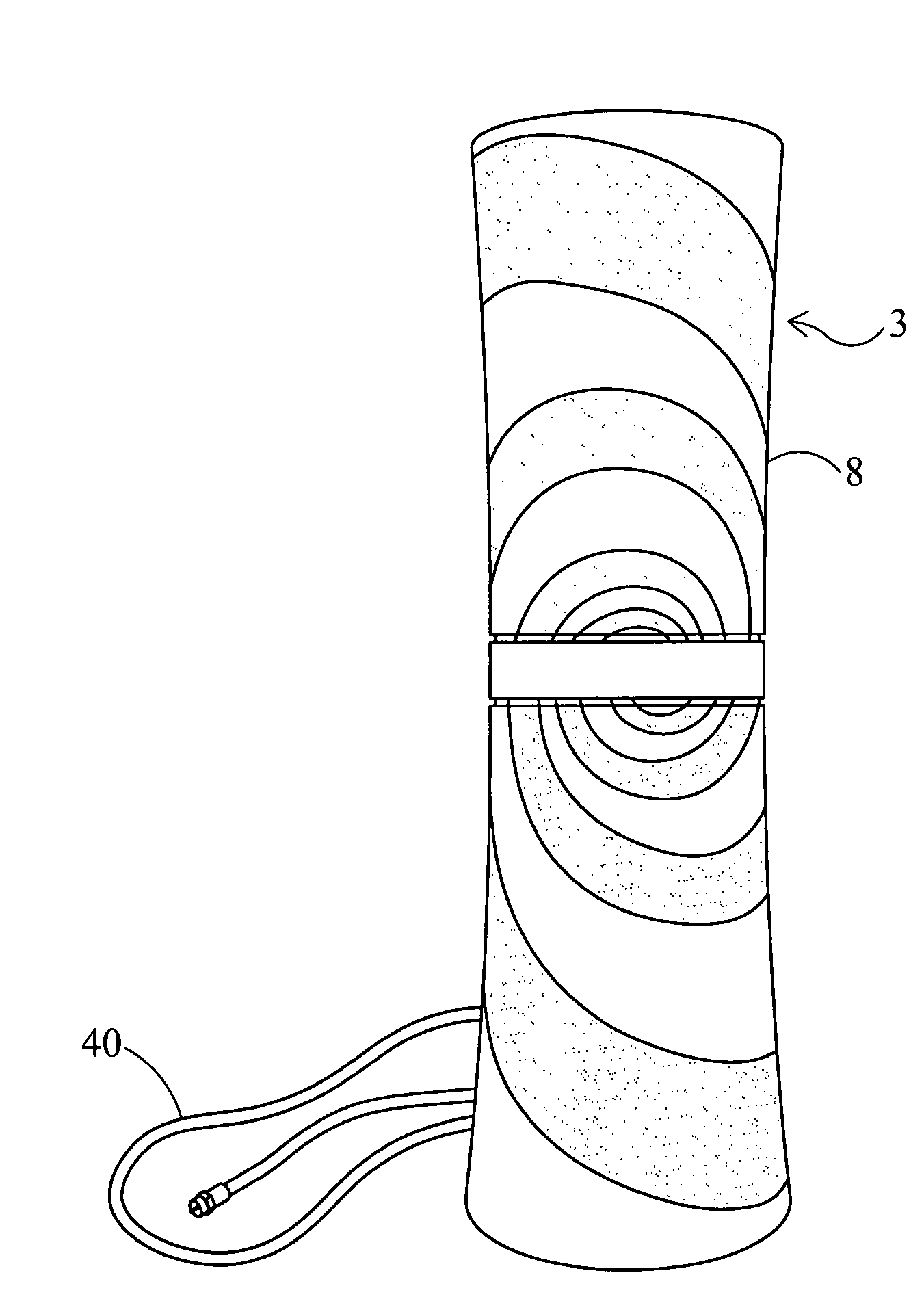 Omni-directional antenna in an hourglass-shaped vase housing