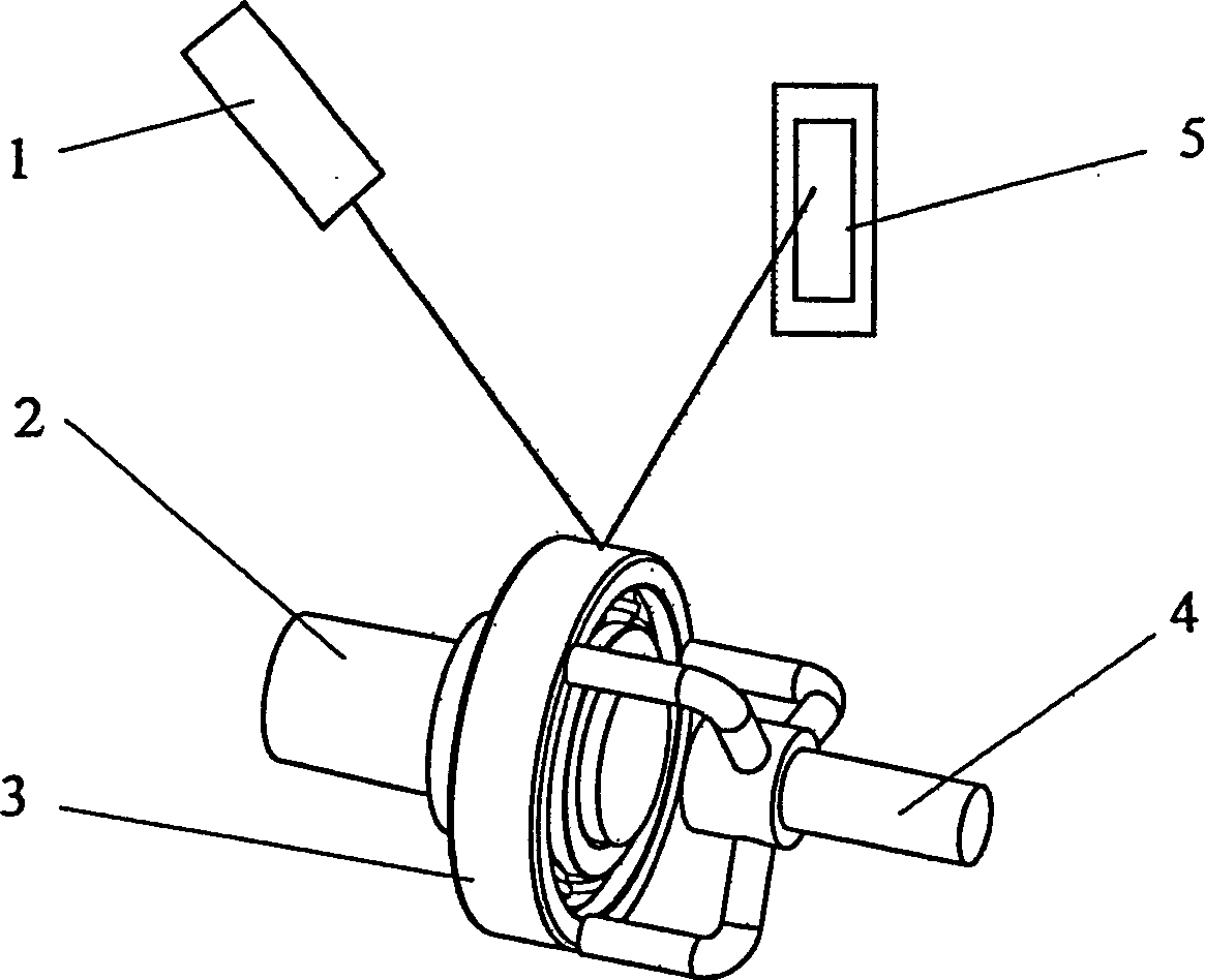 Laser method for measuring vibration displacement of rolling bearing
