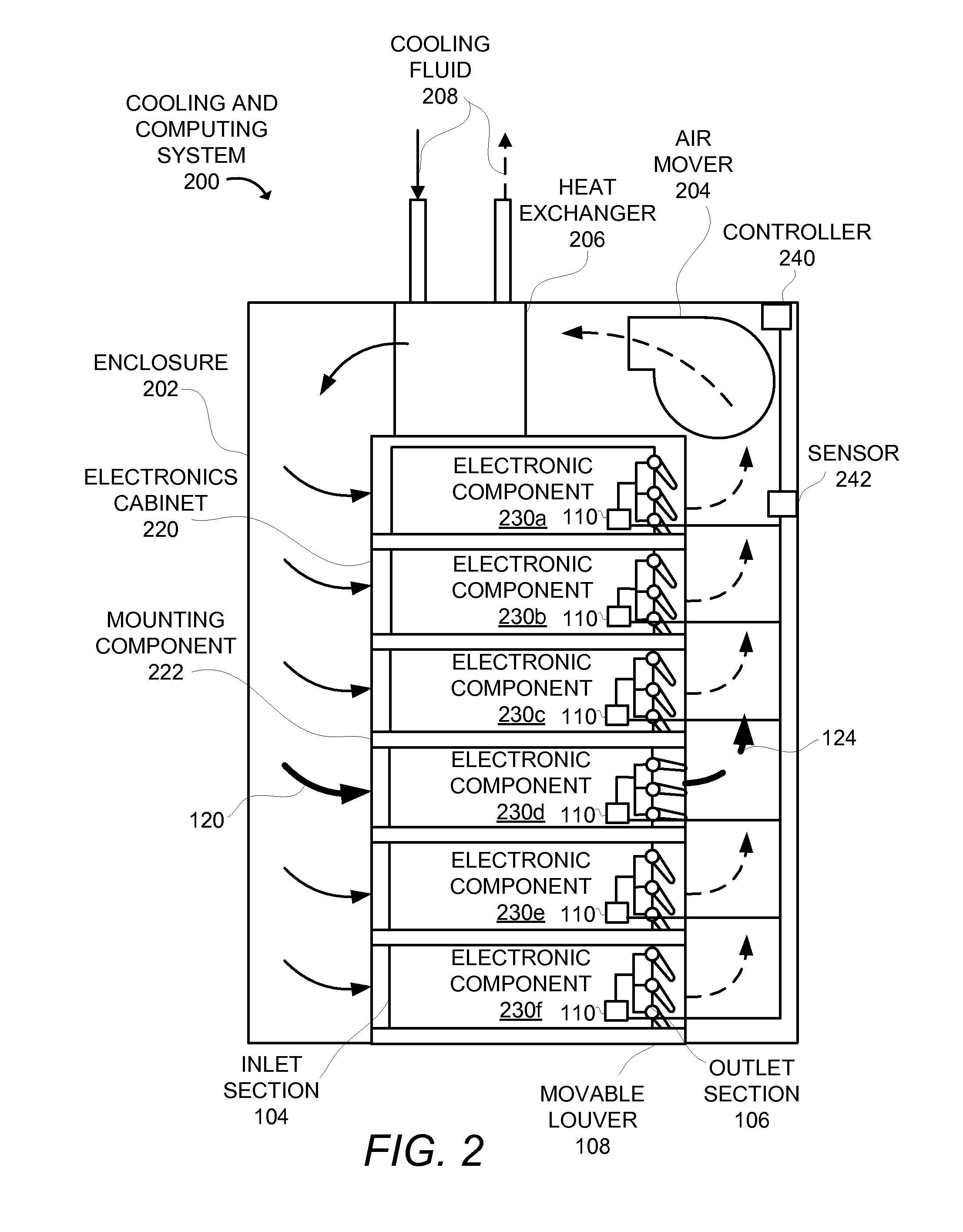 Electronic component having a movable louver