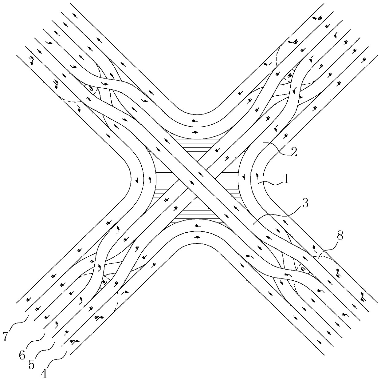 Human-car separation type double-layer overpass bridge