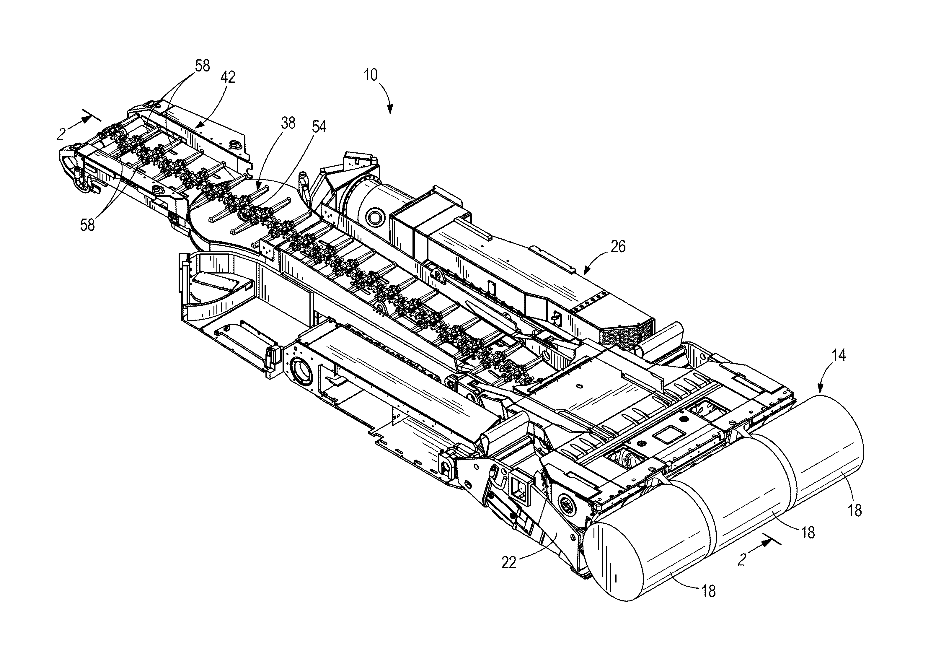 Continuous miner mid-conveyor drive