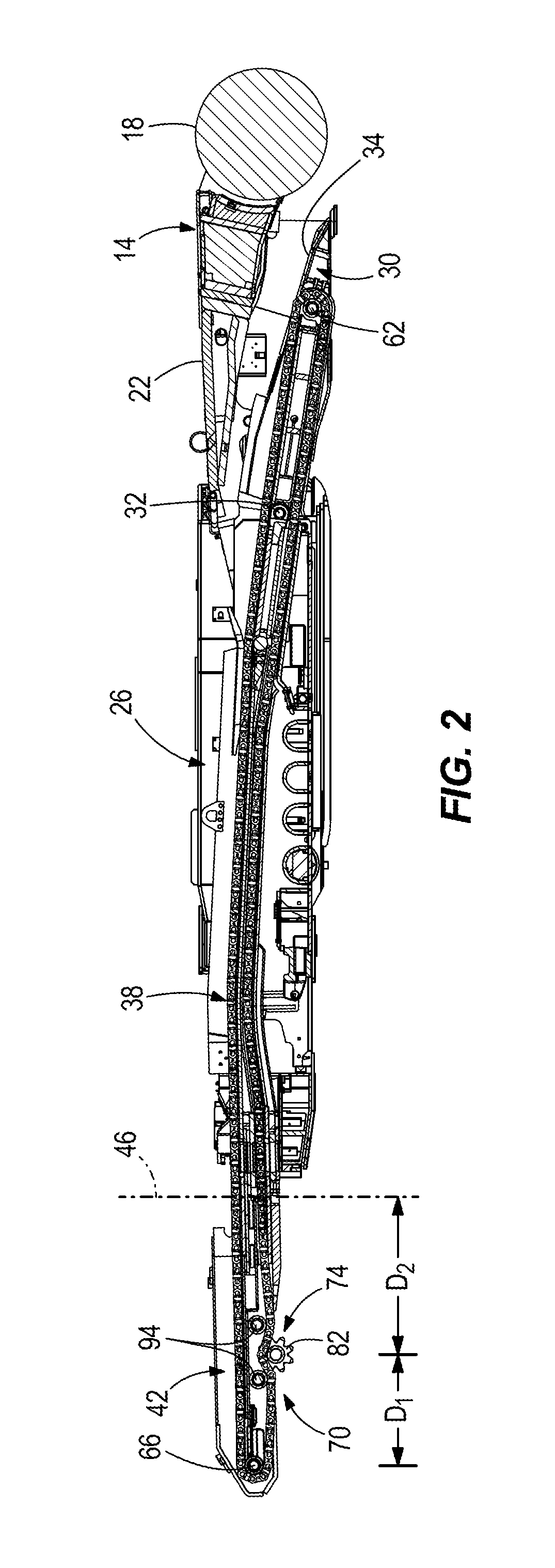 Continuous miner mid-conveyor drive