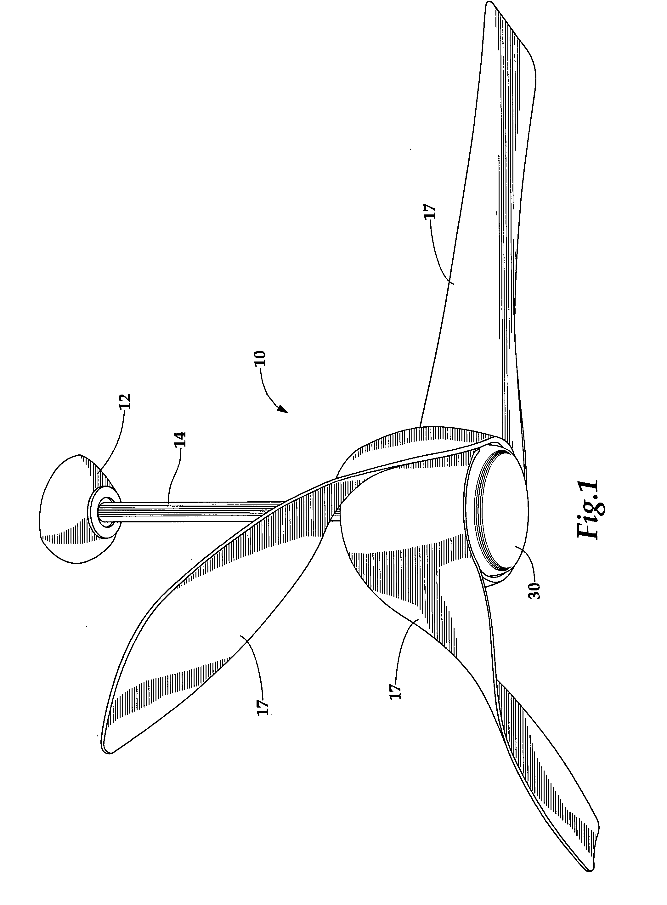 Ceiling fan with integrated fan blades and housing
