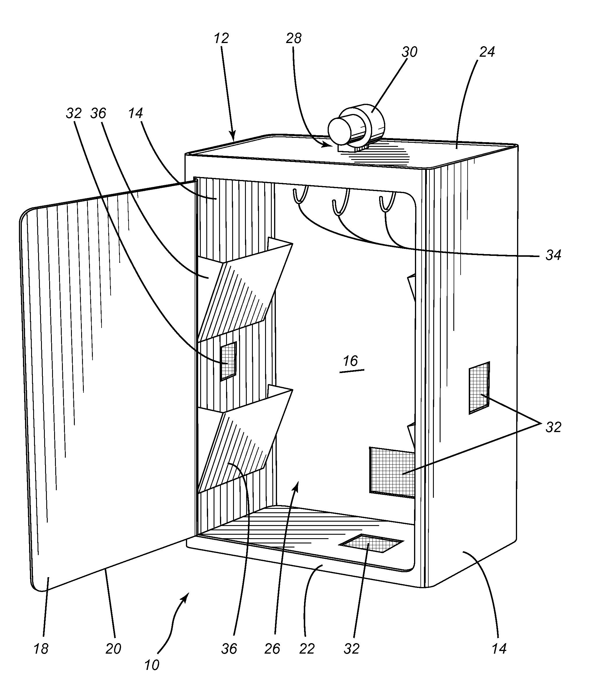 Ventilated portable container for sports equipment