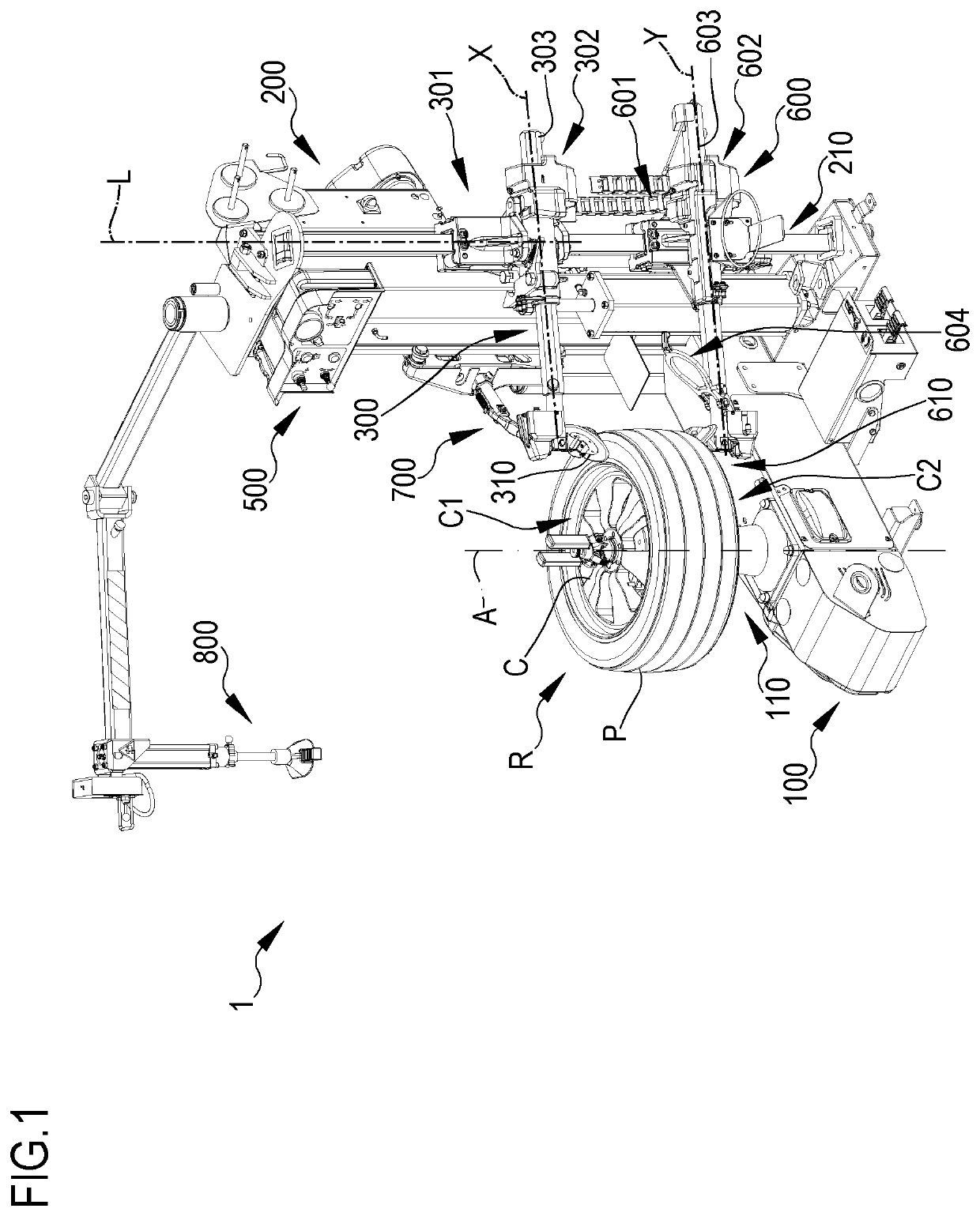 Tyre-removal apparatus with automatically pivoting tool