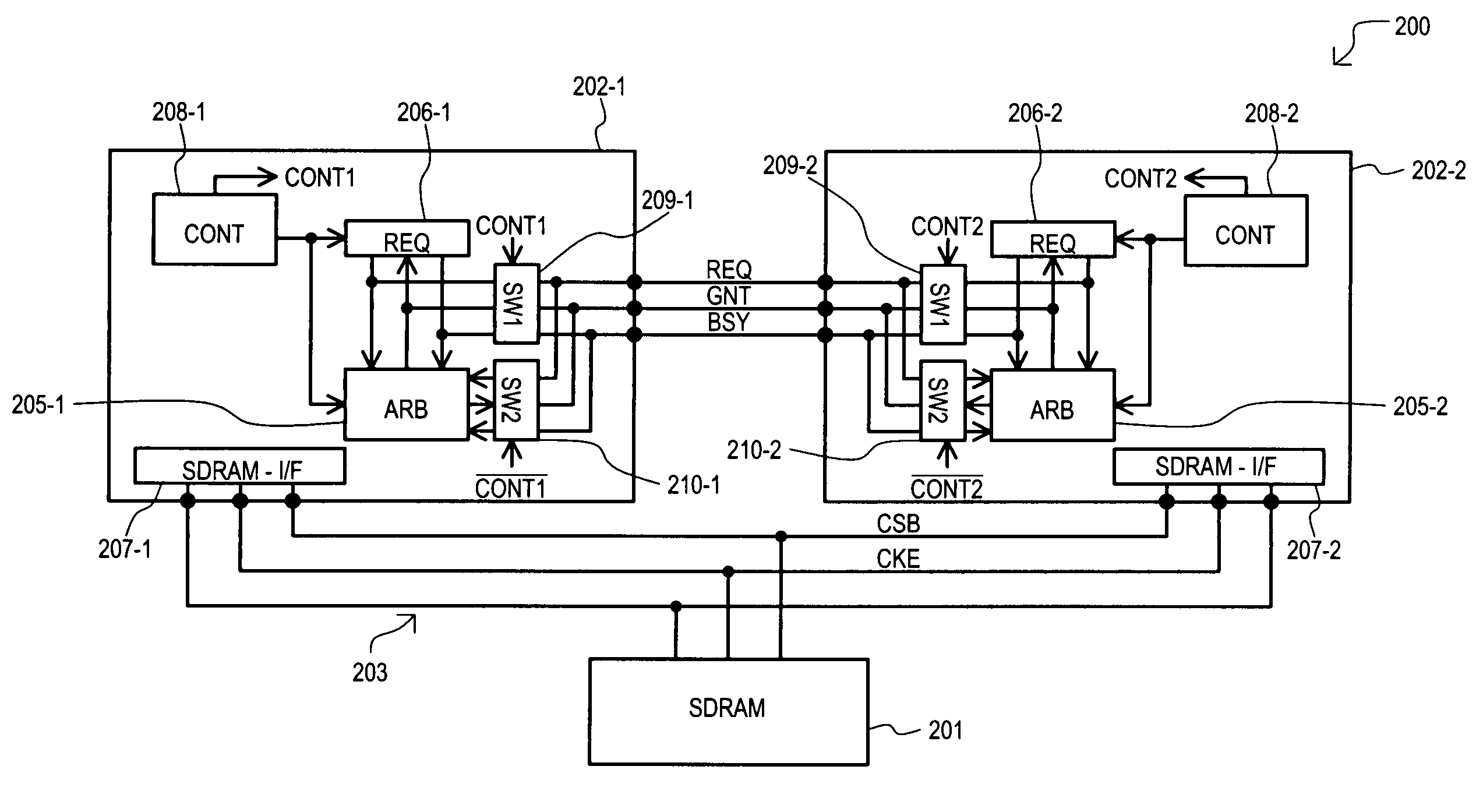 Data processing apparatus that shares a single semiconductor memory circuit among multiple data processing units
