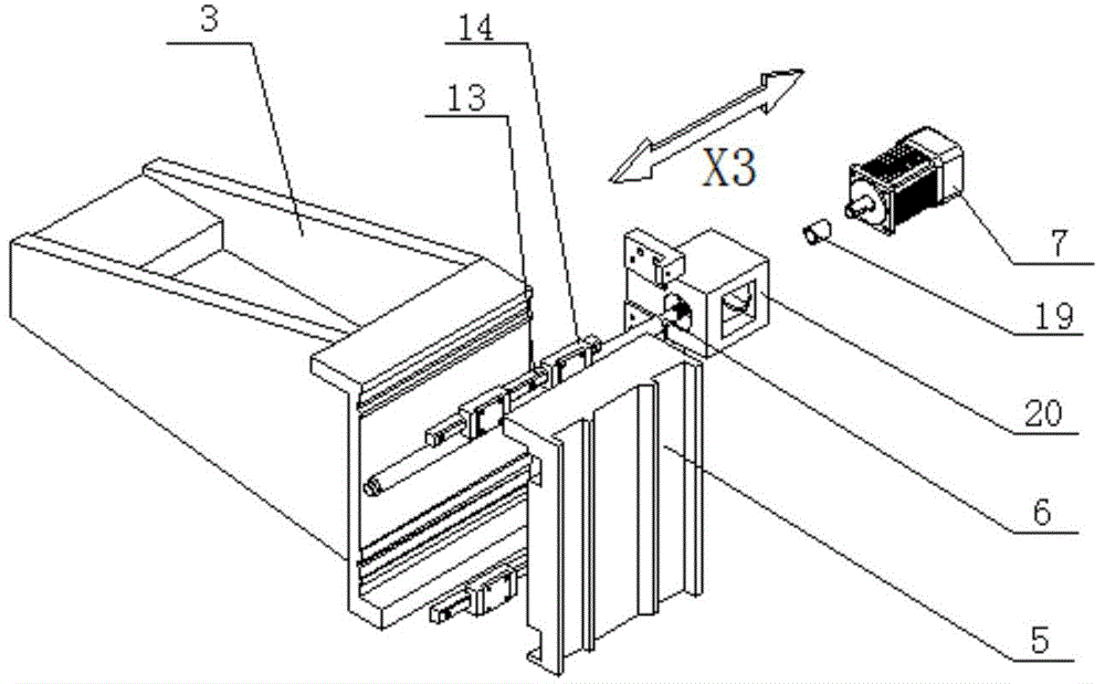 Third axis set mechanism matched with positive shaft of numerical control center-passing type lathe