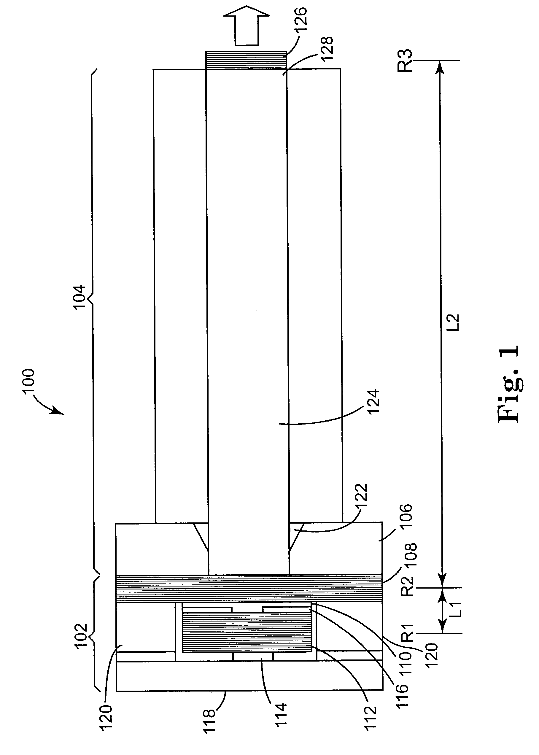 Fiber extended, semiconductor laser